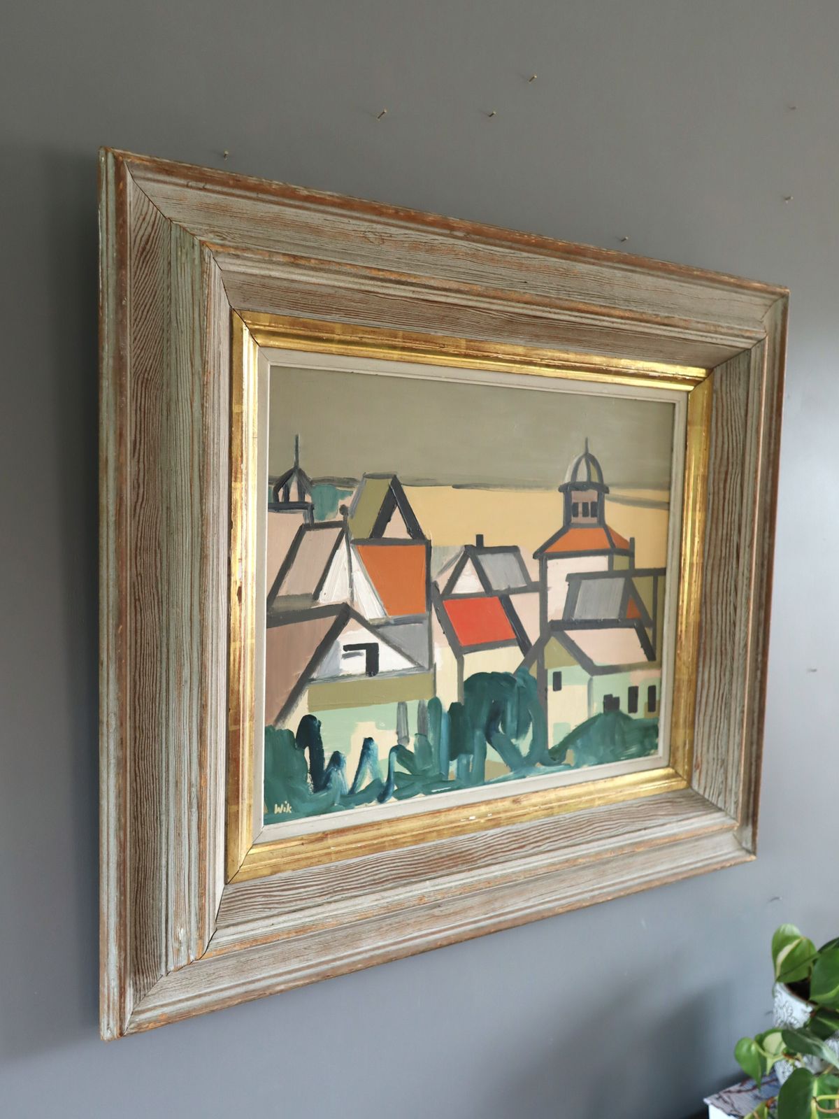 Where Houses Gather In Oil Onto Board photo for sale