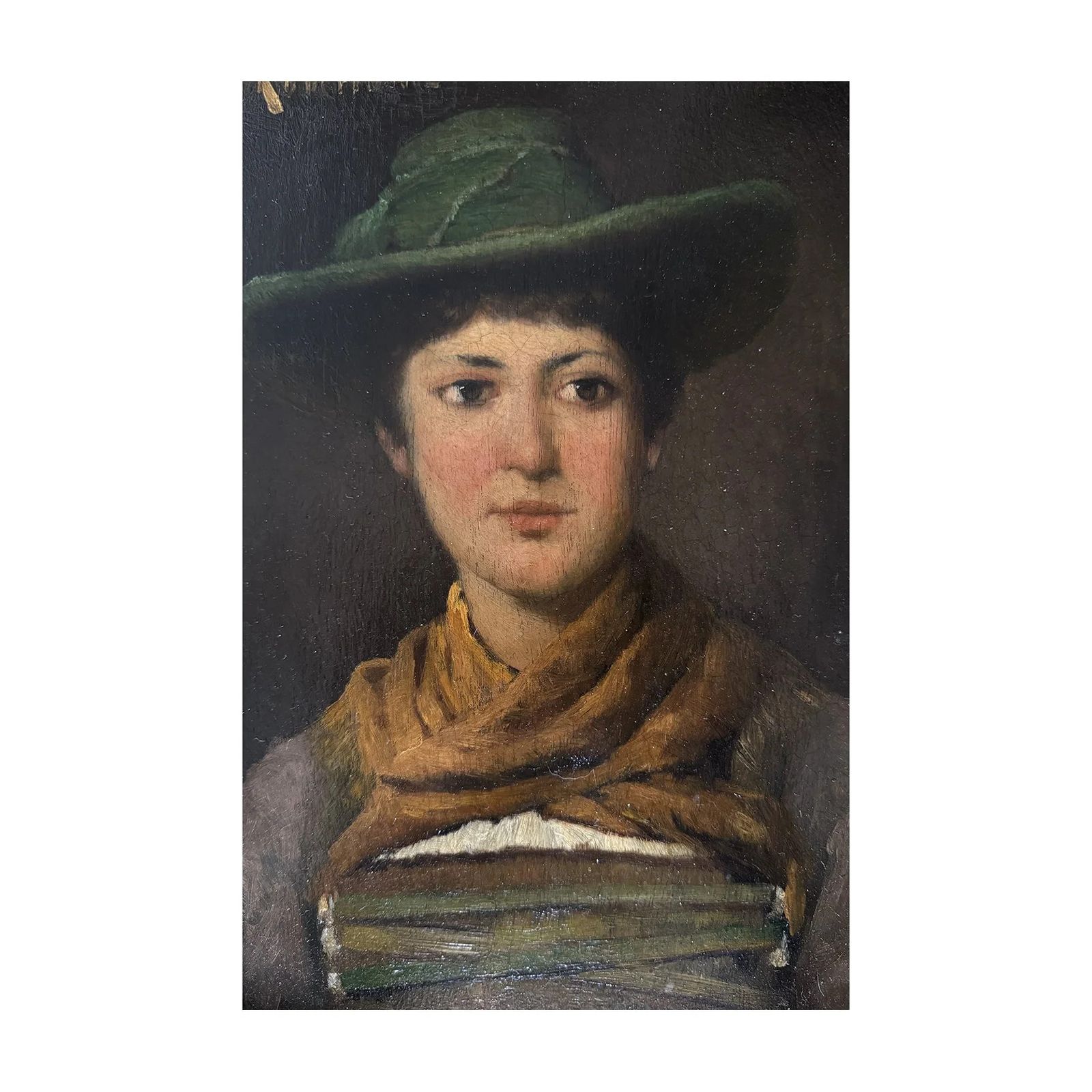Girl In A Green Hat, 1800s photo for sale