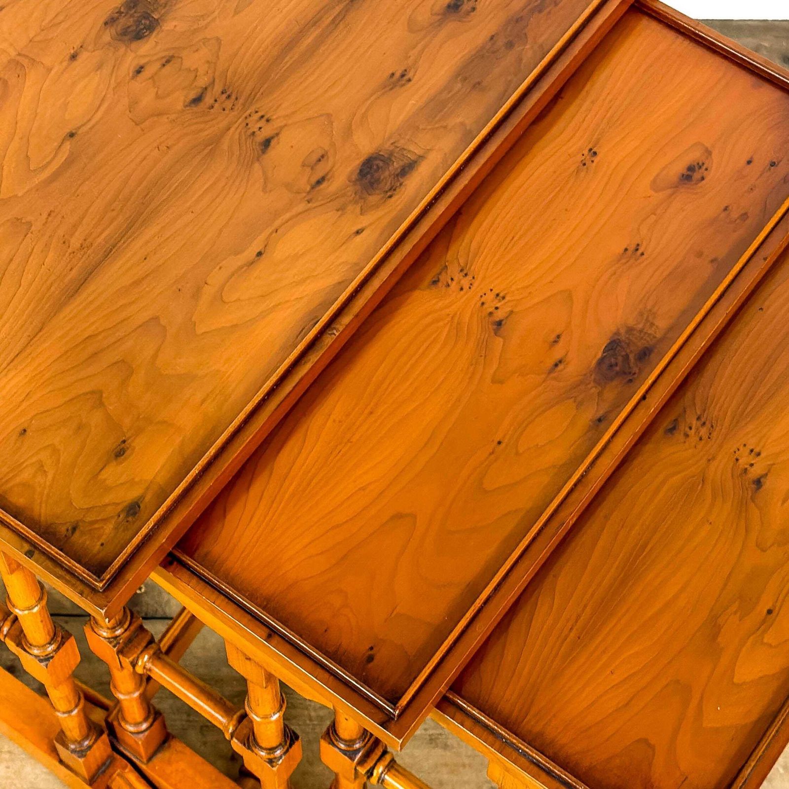 350.0 Vintage Nest Of Yew Wood Side Tables | Antique Oak Tables | Antique Side Tables | Antique Console Tables | Small Tables photo