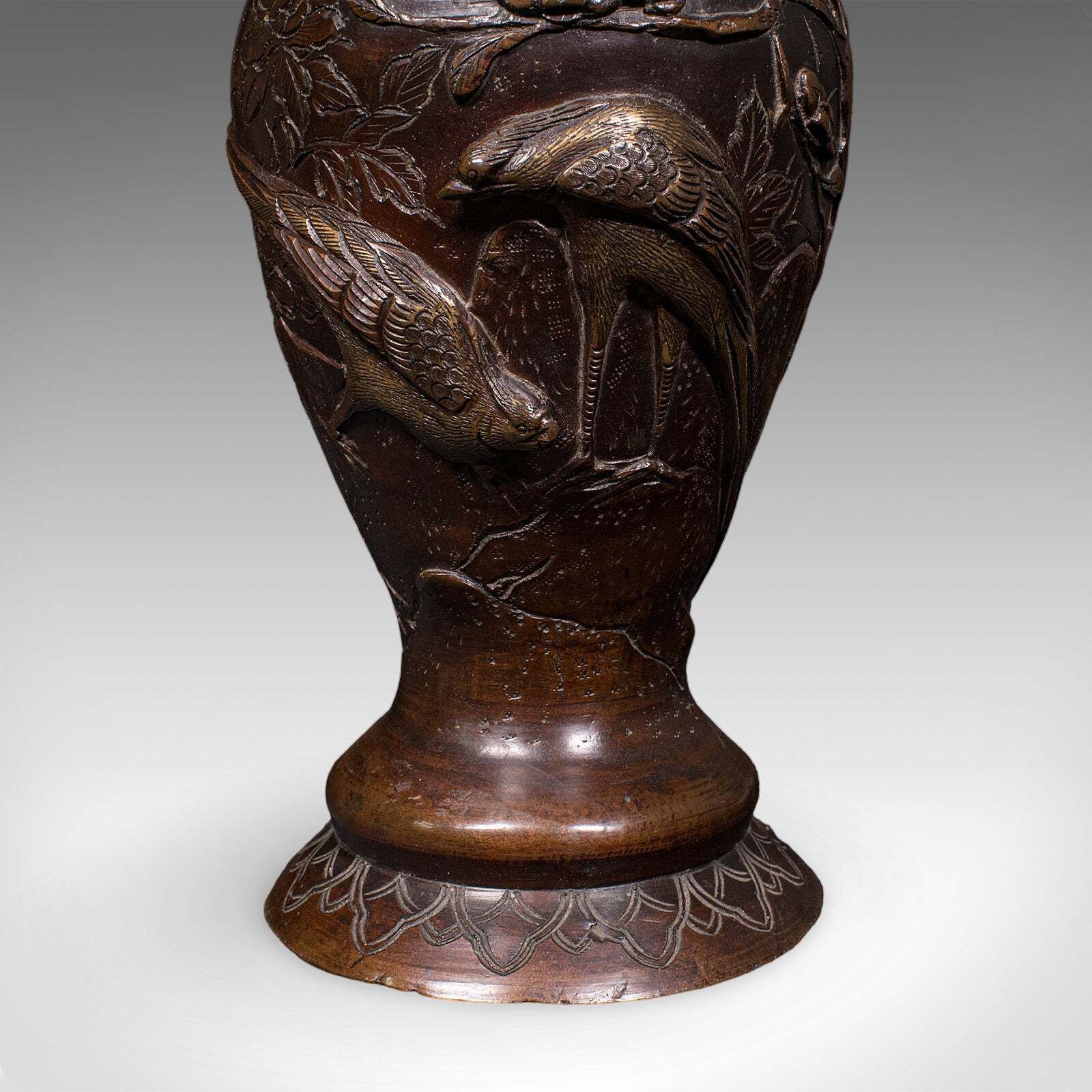 Home Decor Pair Of Antique Decorative Meiji Vases, Japanese, Bronze, Bouquet Pot, Victorian photo