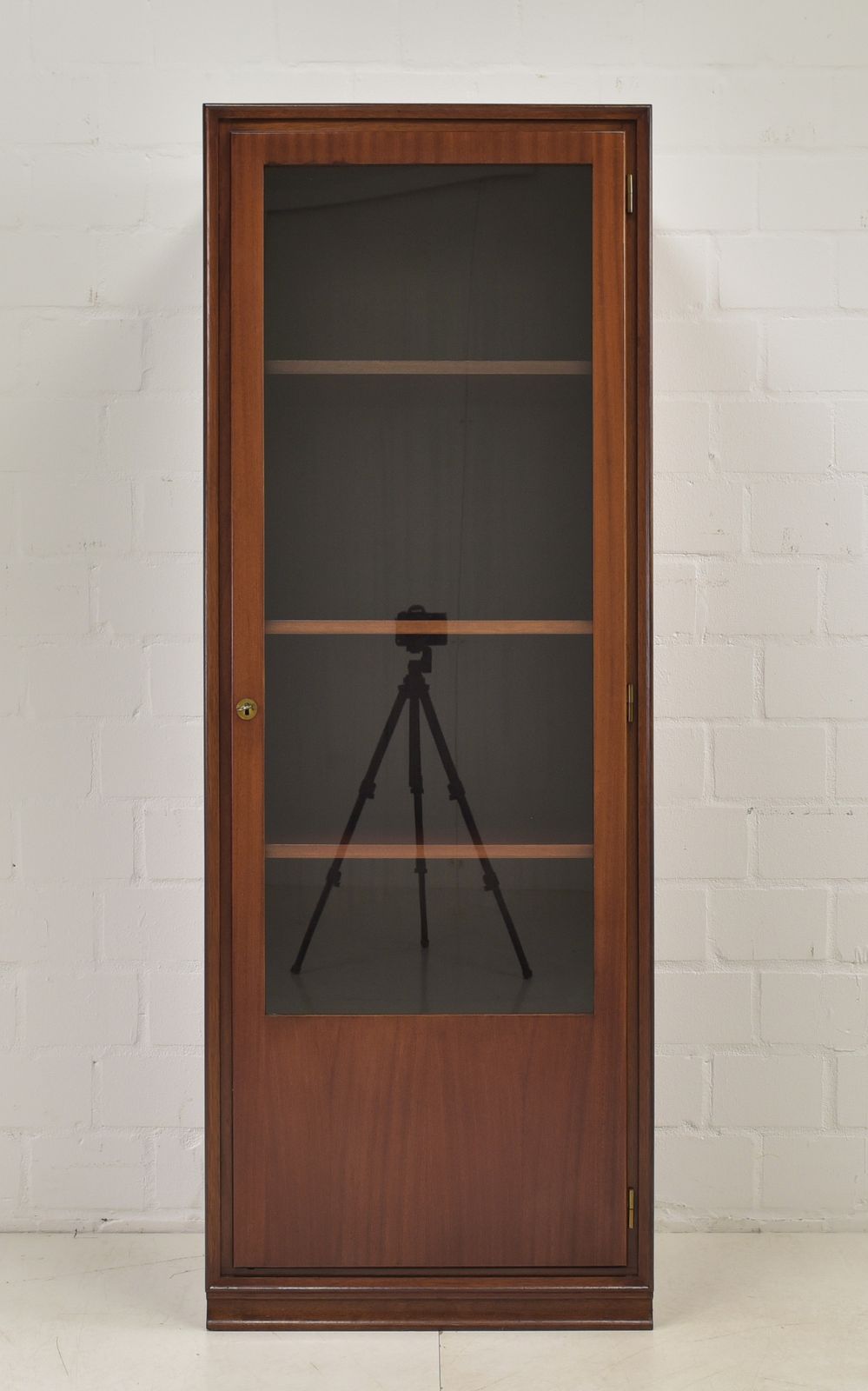 Narrow Mahogany Display Cabinet, Mid Century Art Deco, Circa 1955; Filing Cabinet On The Right, 2 Of 2 photo furniture
