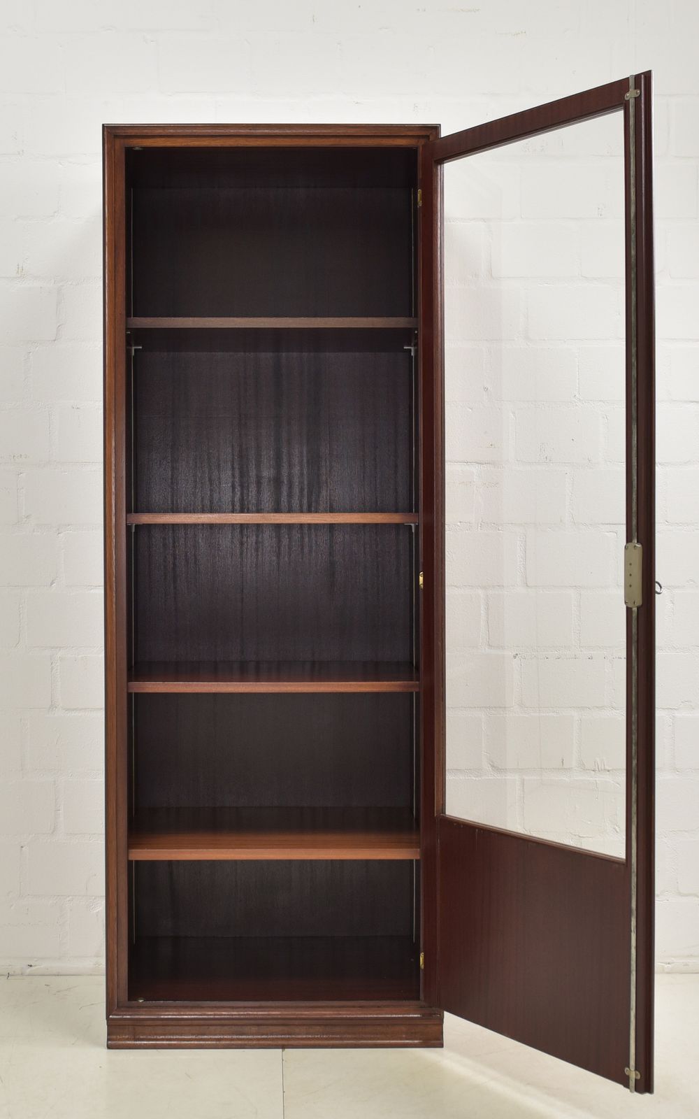 Narrow Mahogany Display Cabinet, Mid Century Art Deco, Circa 1955; Filing Cabinet On The Right, 2 Of 2 photo for sale