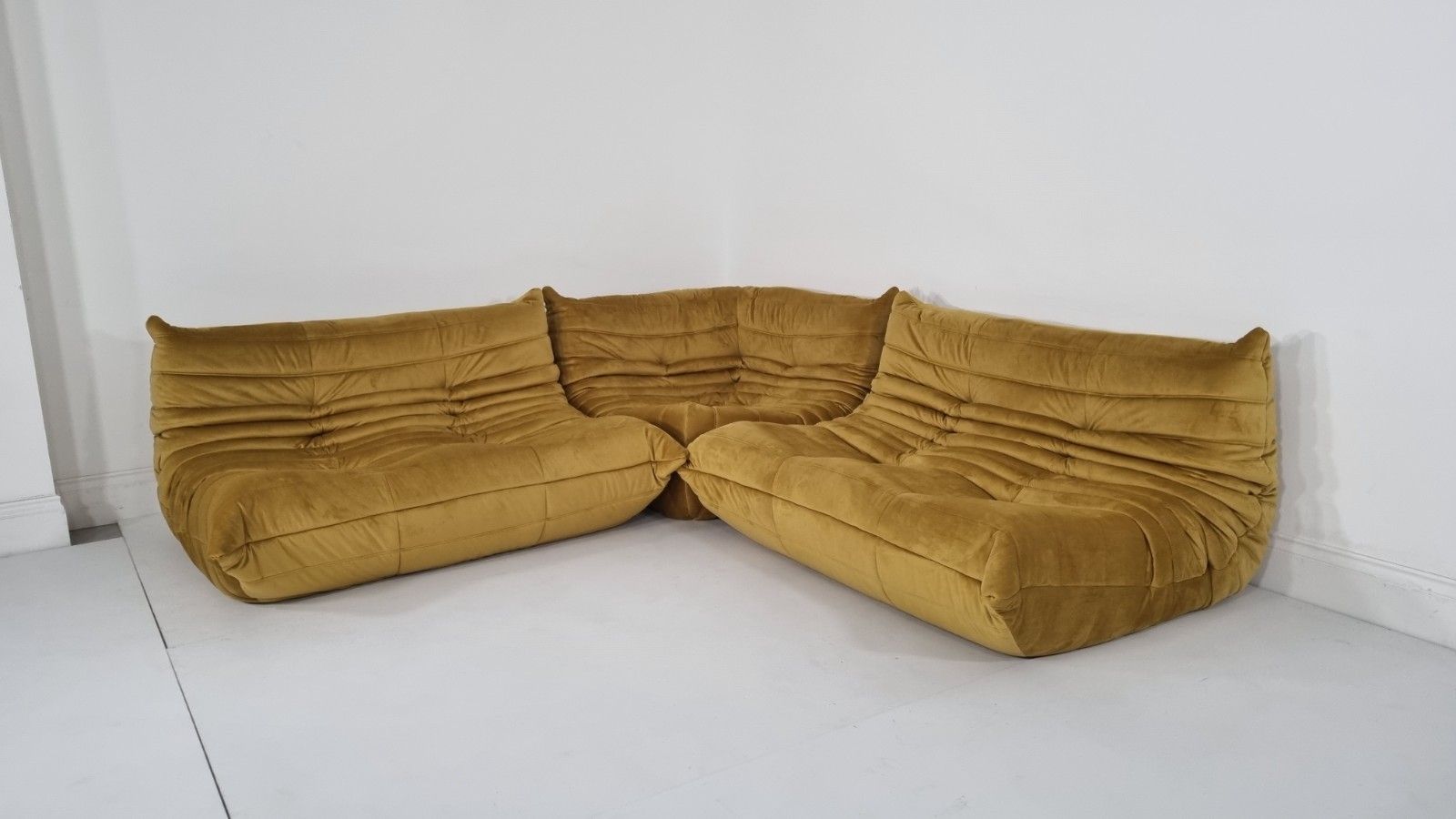 Ligne Roset Togo 2 X 2 Seater And Corner In Bronze Gold Velvet photo Furniture