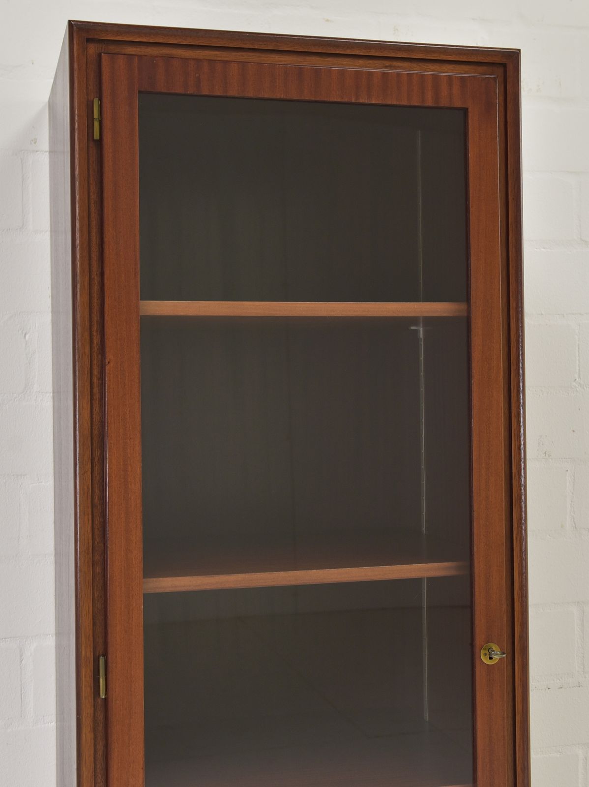 Narrow Mahogany Display Cabinet, Mid Century Art Deco, Circa 1955, Filing Cabinet On The Left, 1 Of 2 photo buy