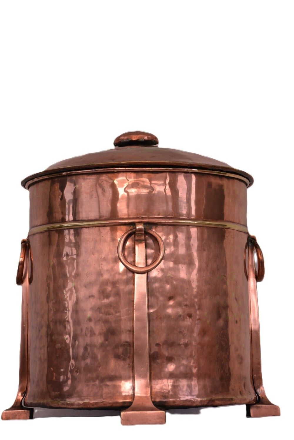 English Arts And Crafts Copper Coal Bin Log Bucket C1900s photo 869.0