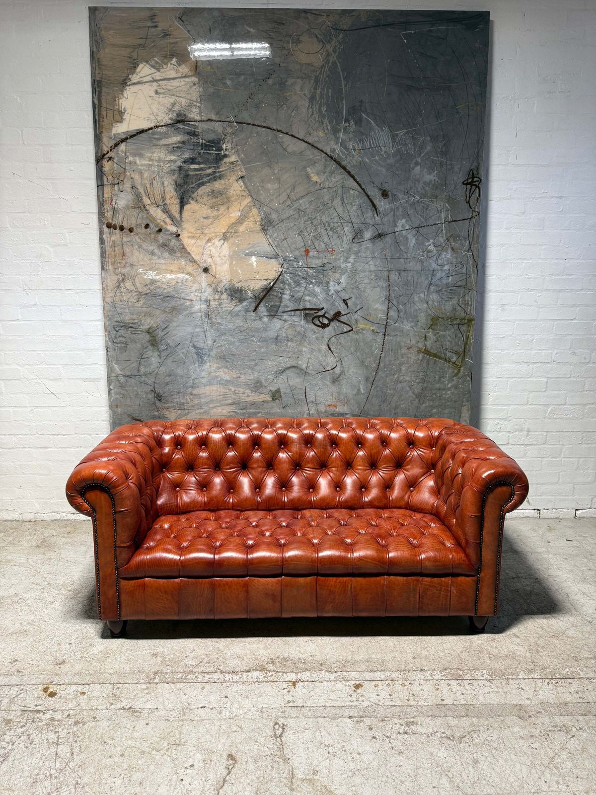 Fully Restored Late 20thc Chesterfield 3 Piece Suite In Hand Dyed Cognac photo 7999.0