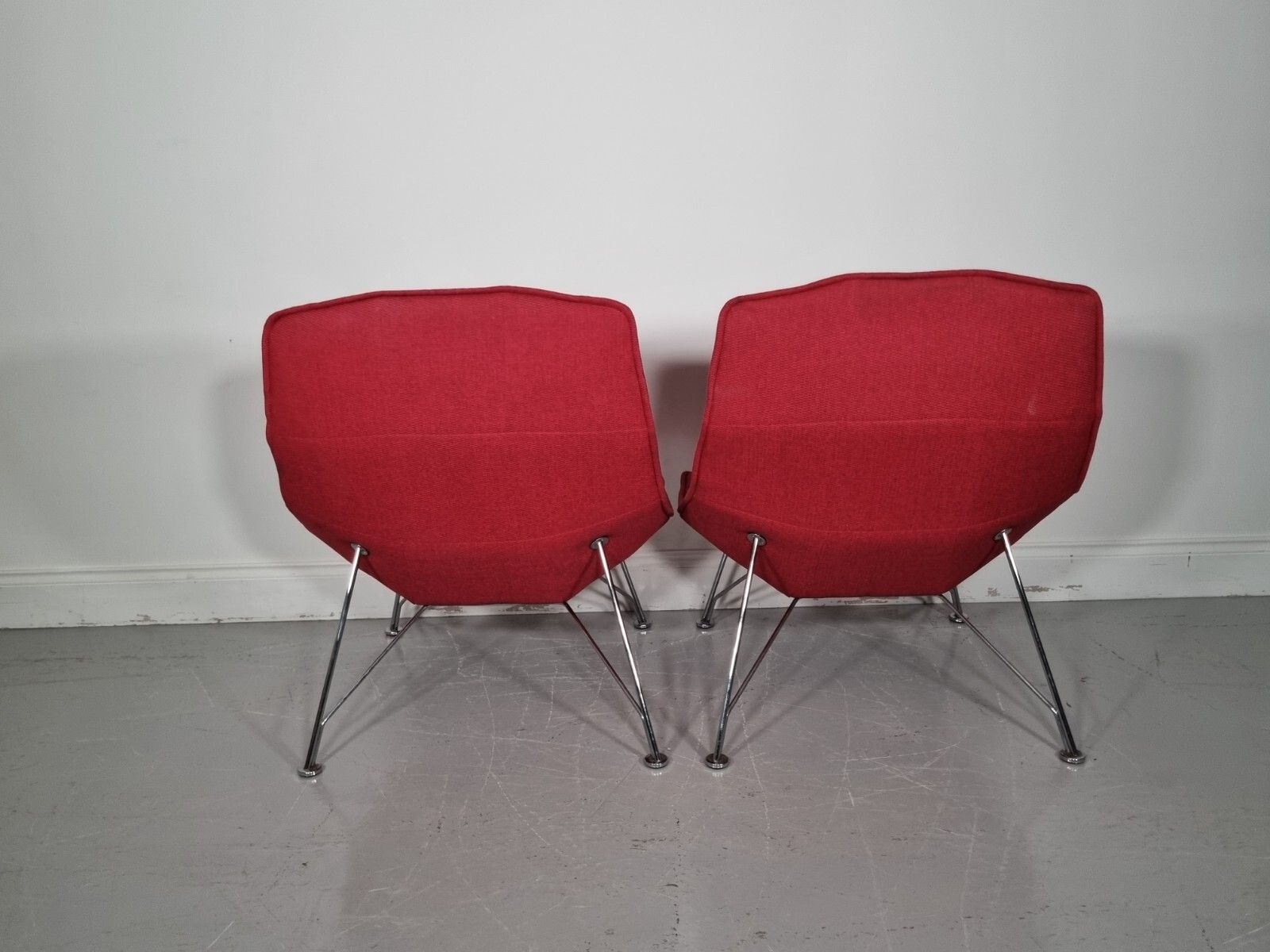A Stunning Pair Of Knoll Jehs And Laub Lounge Chairs In Red Fabric (Pic 1) photo buy