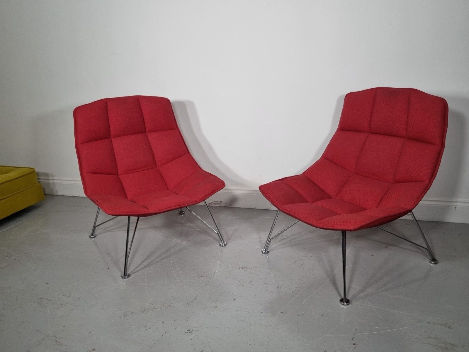 photo for sale A Stunning Pair Of Knoll Jehs And Laub Lounge Chairs In Red Fabric (Pic 2)