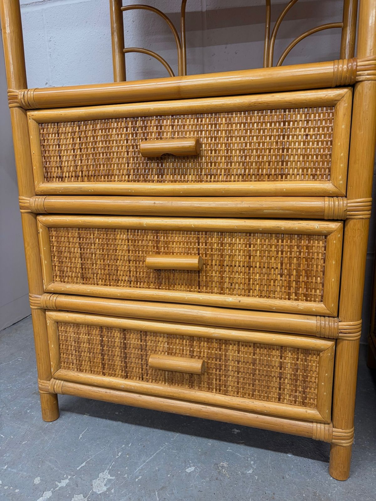 Pair Of 1970s Bamboo Shelving Units With Drawers photo vinterior