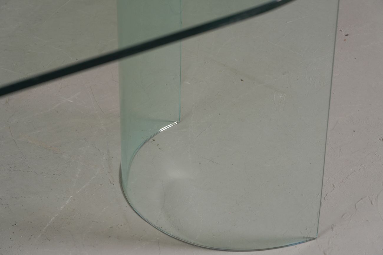 Vintage Oval Tempered Glass Dining Table By Fiam, Italy 1980’s photo vinterior