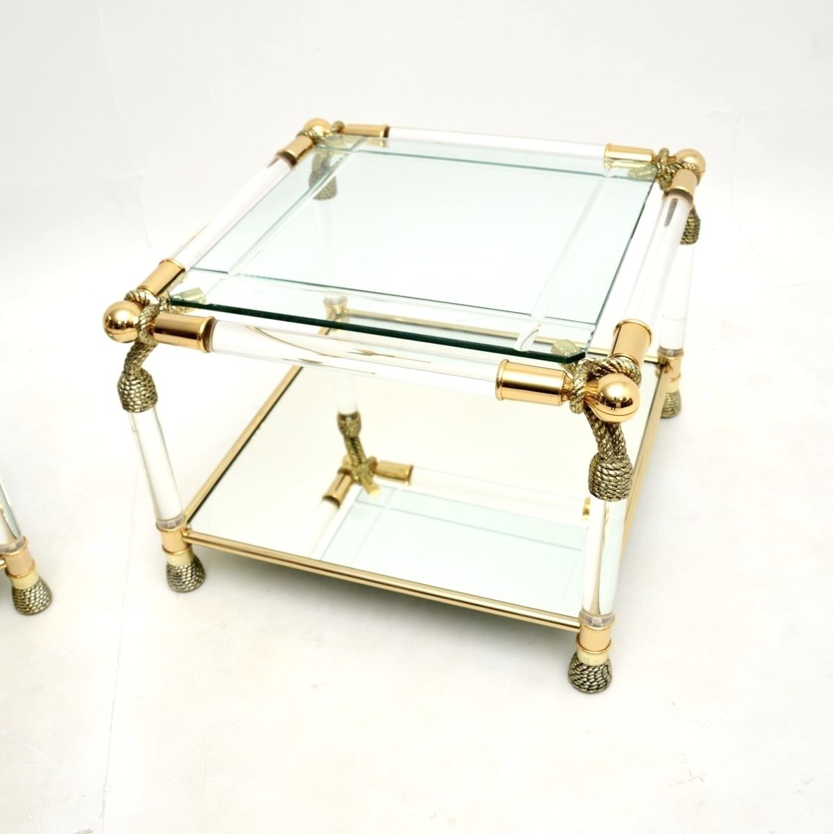 Pair Of Vintage Spanish Acrylic And Glass Side Tables By Curvasa photo Furniture