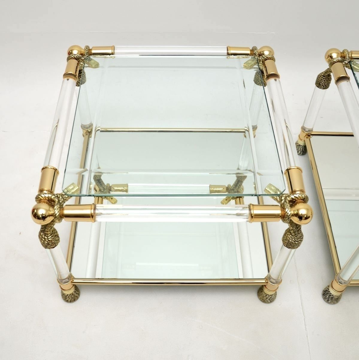 Pair Of Vintage Spanish Acrylic And Glass Side Tables By Curvasa photo vintage