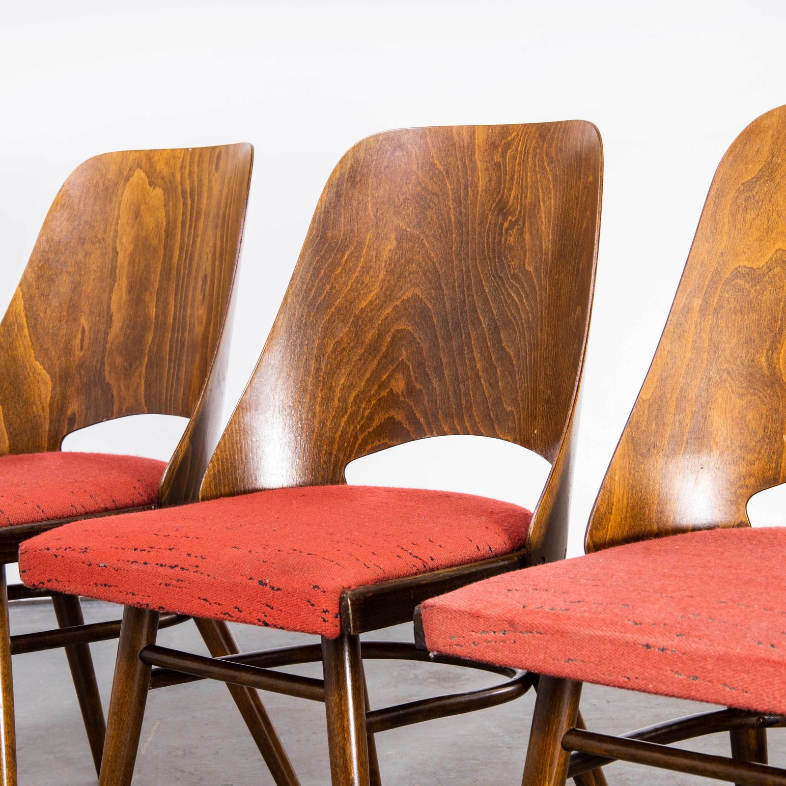 1950’s Upholstered Thon Warm Oak Dining Chairs By Radomir Hoffman – Set Of Four photo furniture