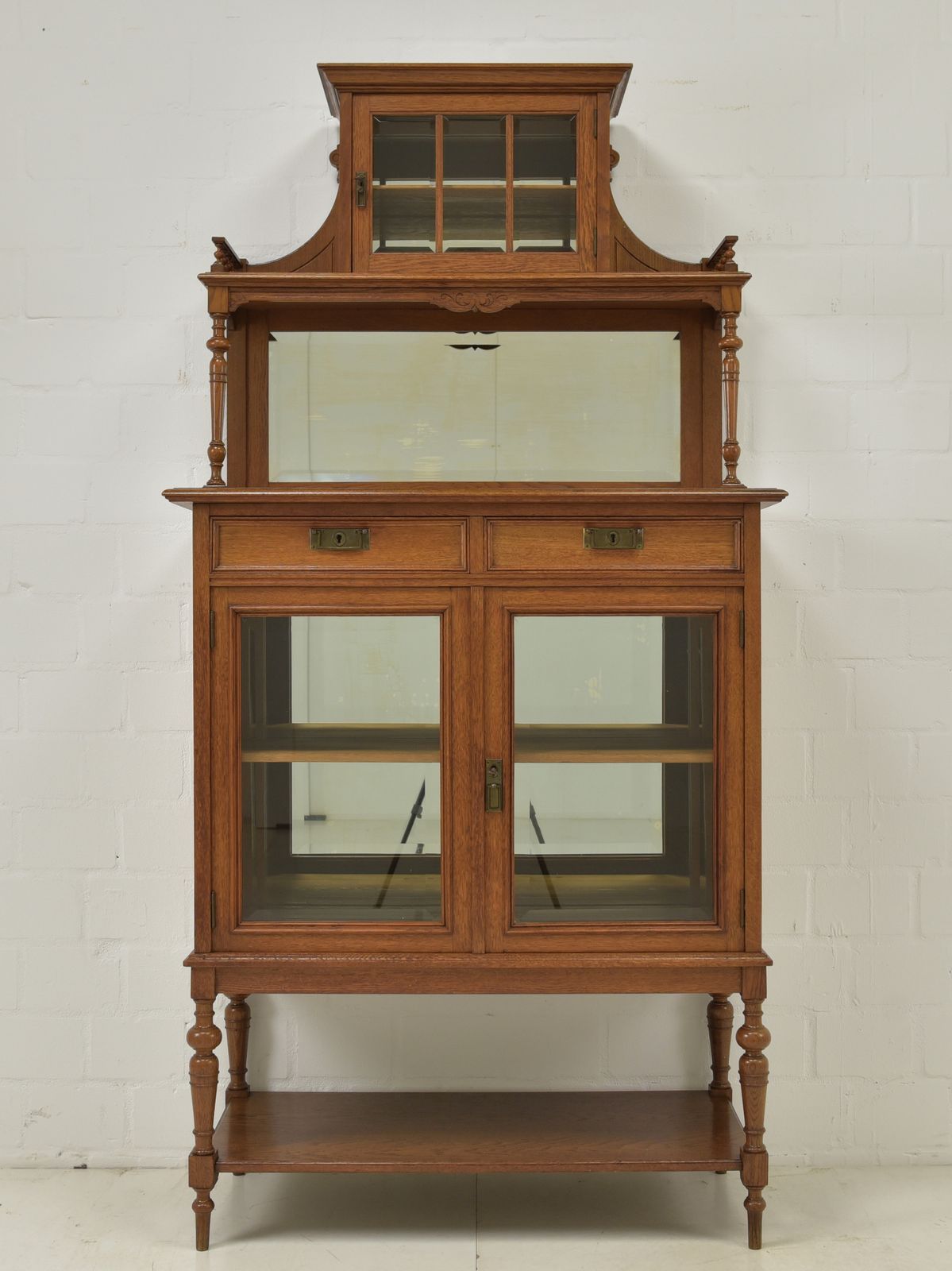 Antique! Restored Solid Oak Display Cabinet, Salon Cabinet, Vertiko, Art Nouveau photo furniture