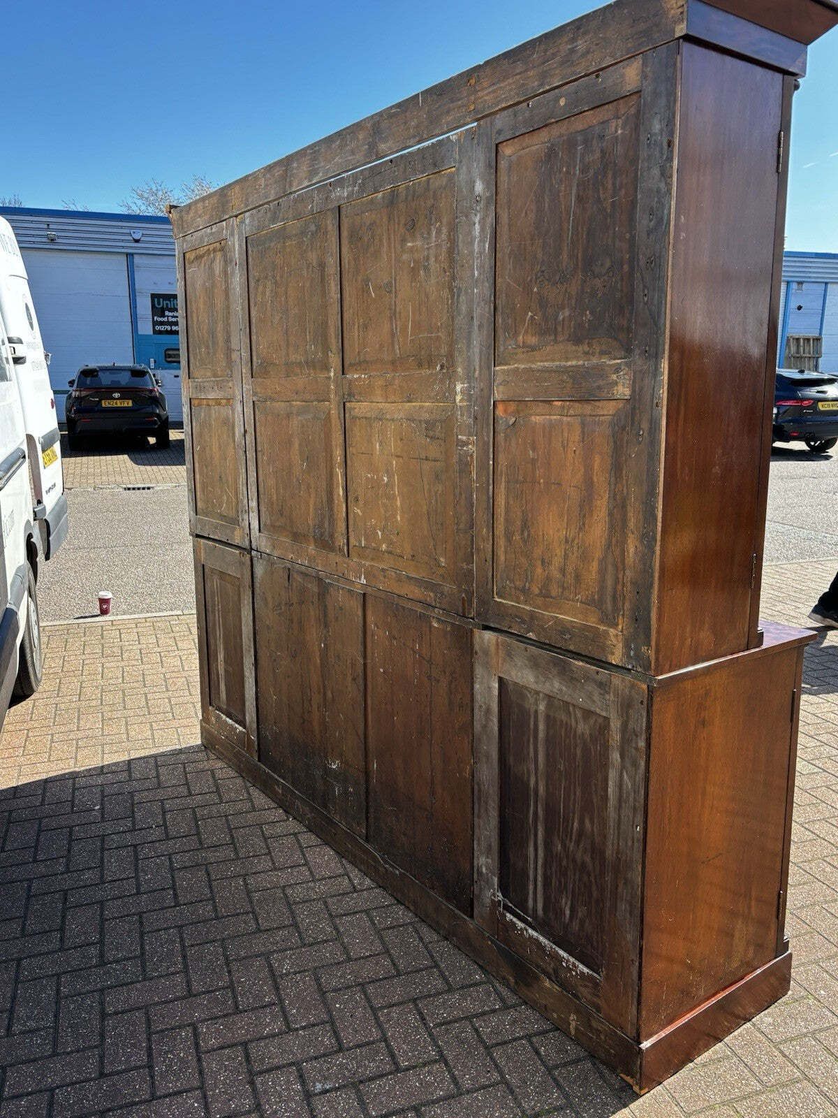 photo buy Georgian Mahogany Breakfront Library Bookcase, Adjustable Shelves. 2 Keys