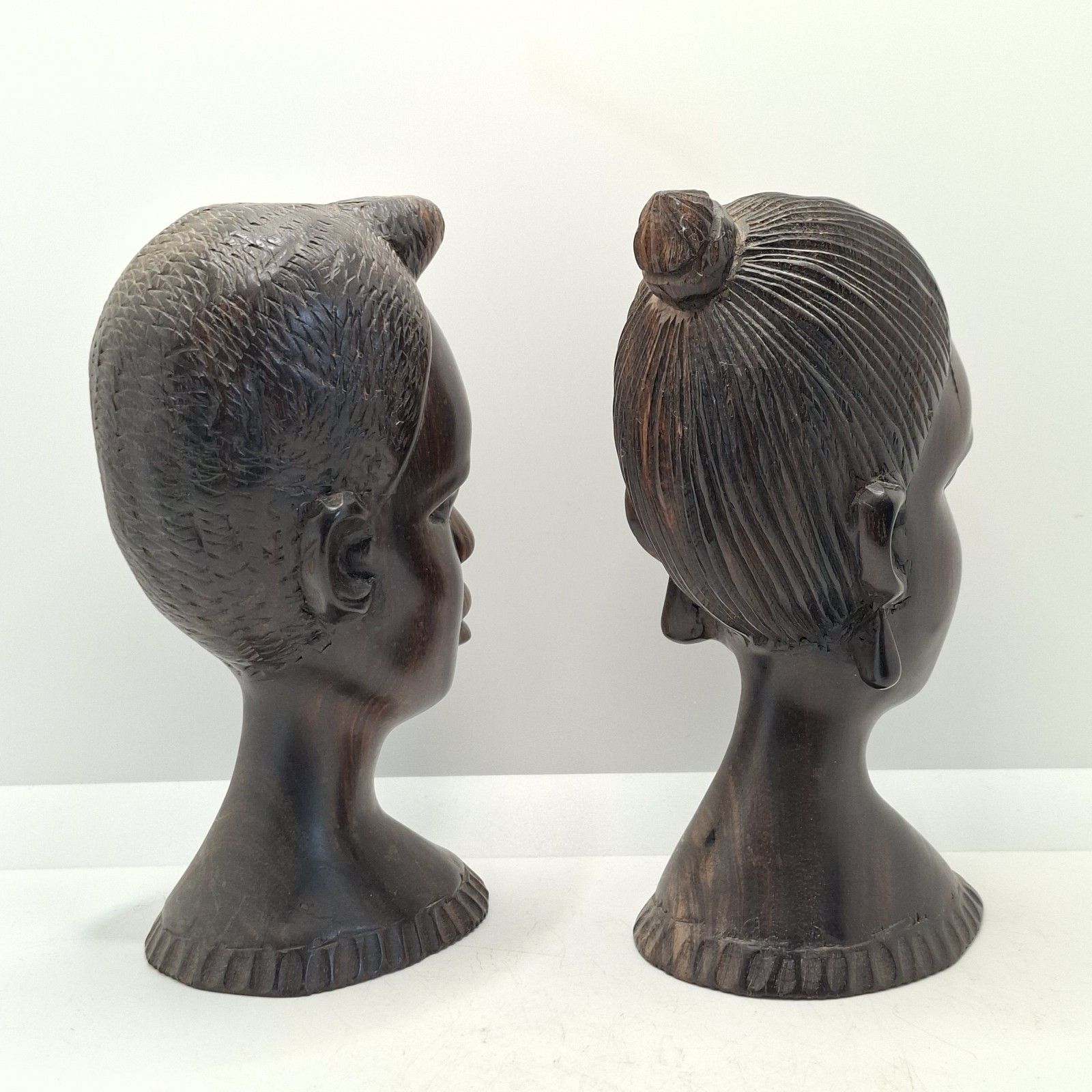 Collection Of African Carved Wood Busts Vintage Tribal Ethnographic Decor photo Art