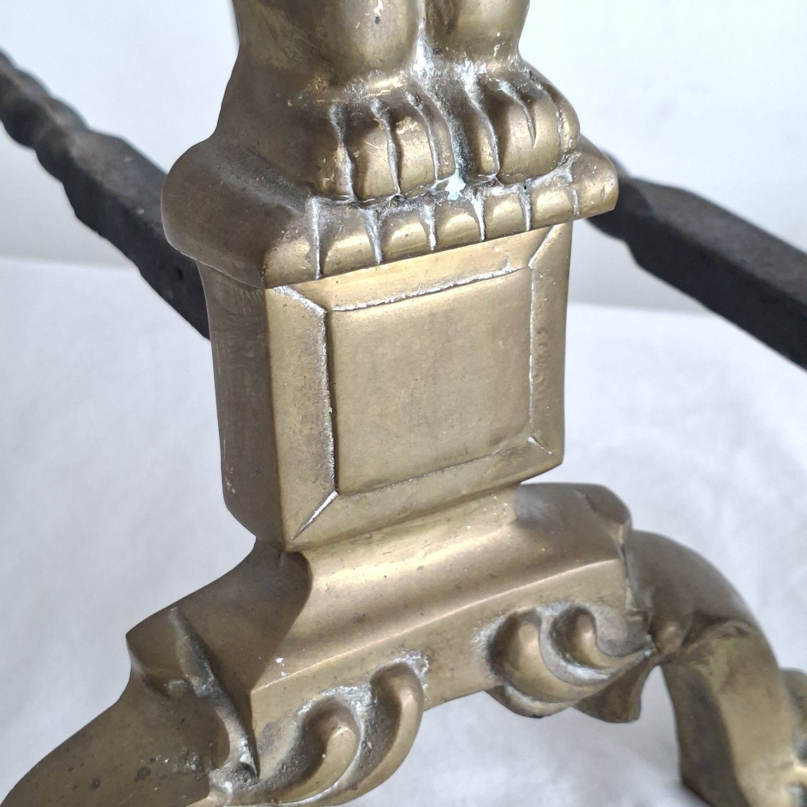 Pair Of Large Victorian Brass Fire Dogs Andirons Lion Antique Fireplace Decor photo Home Fixtures