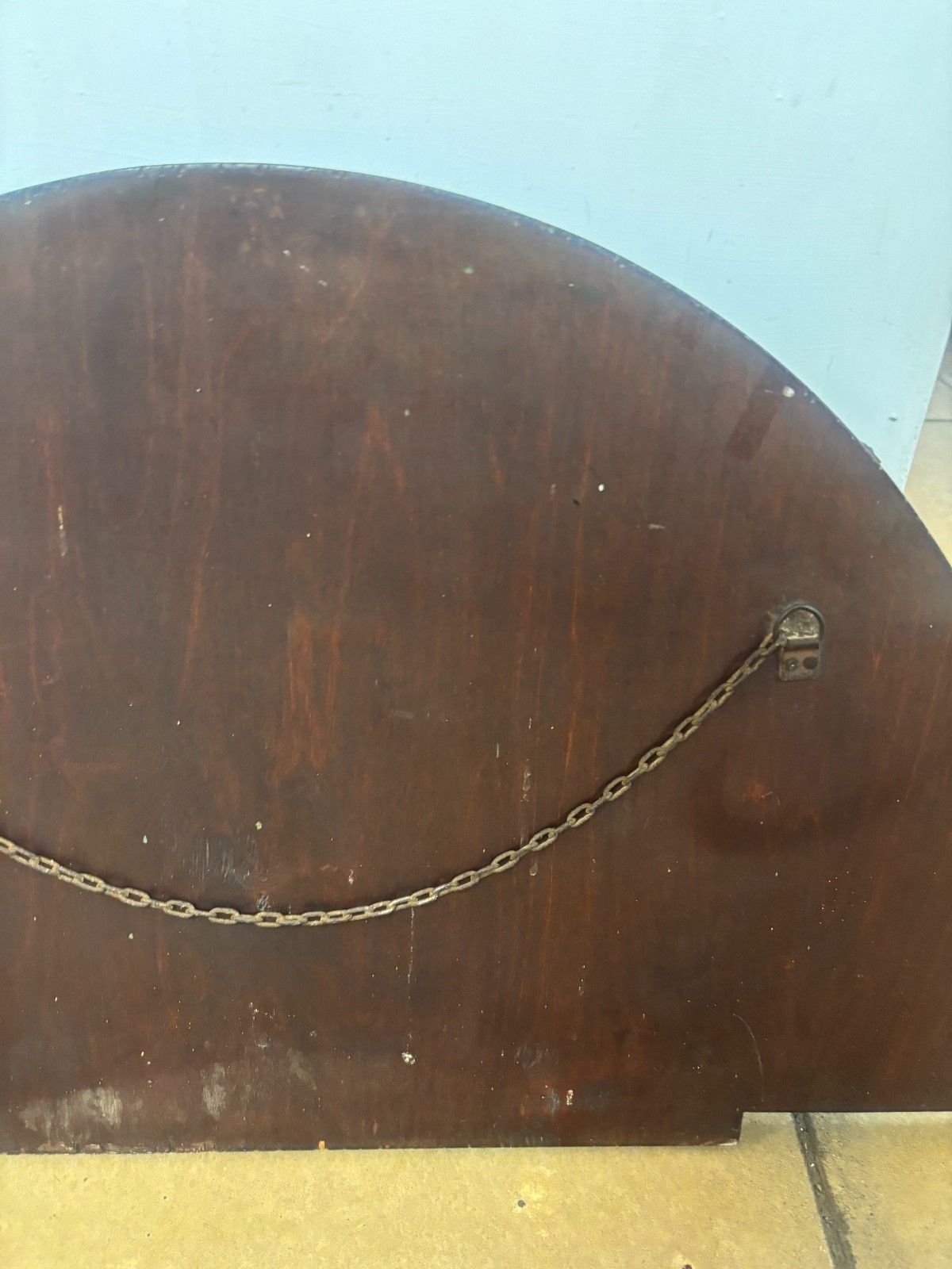 photo vinterior Art Deco Half Moon Wall Mirror With Wooden Sides As Found
