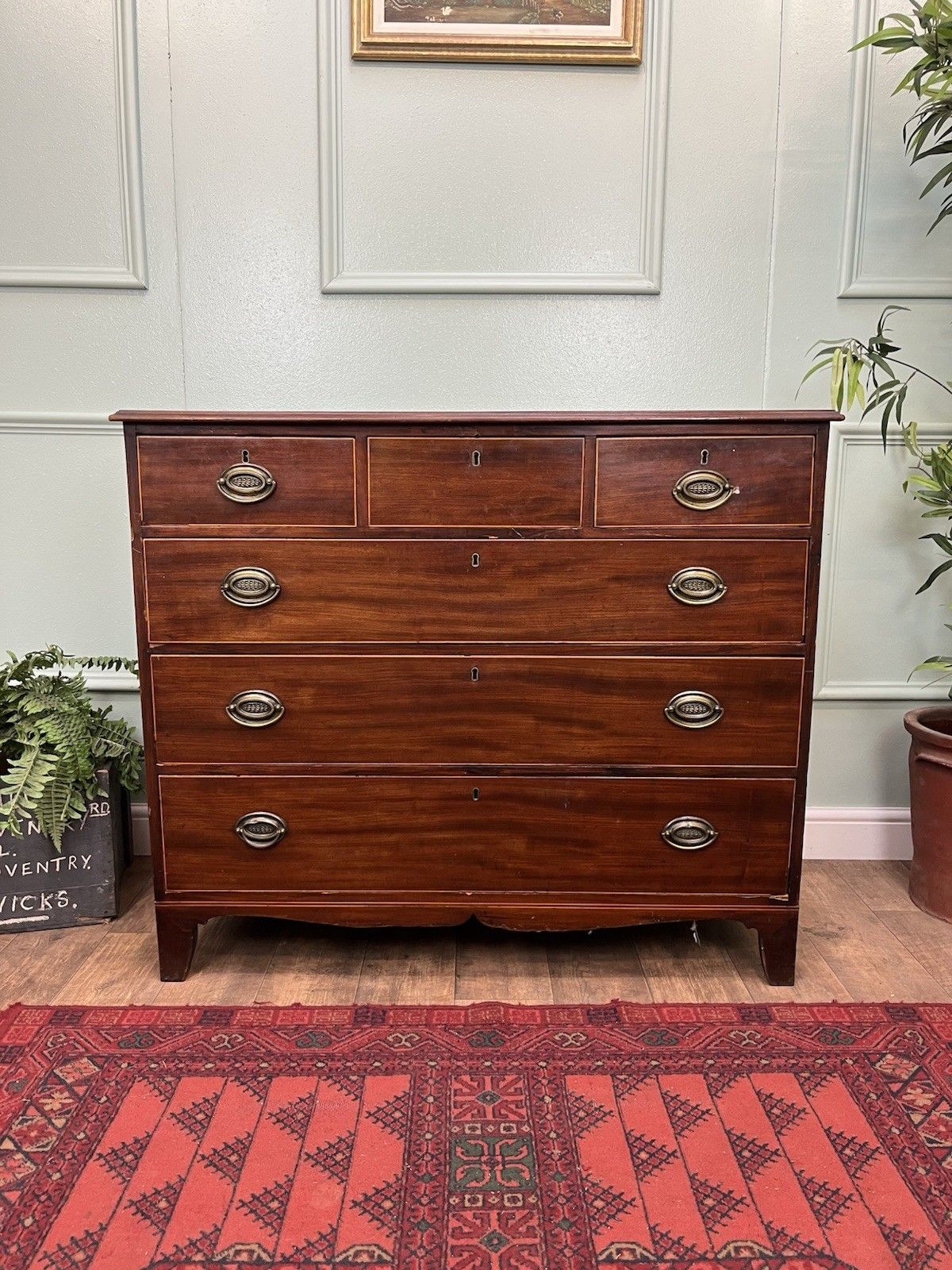 Stunning Antique Georgian Mahogany Graduated Chest Of Drawers photo for sale