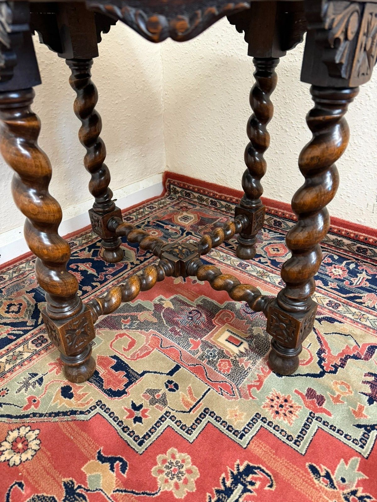 495.0 Victorian Octangonal Carved Oak Centre Table/Accent Table Circa 1900 photo