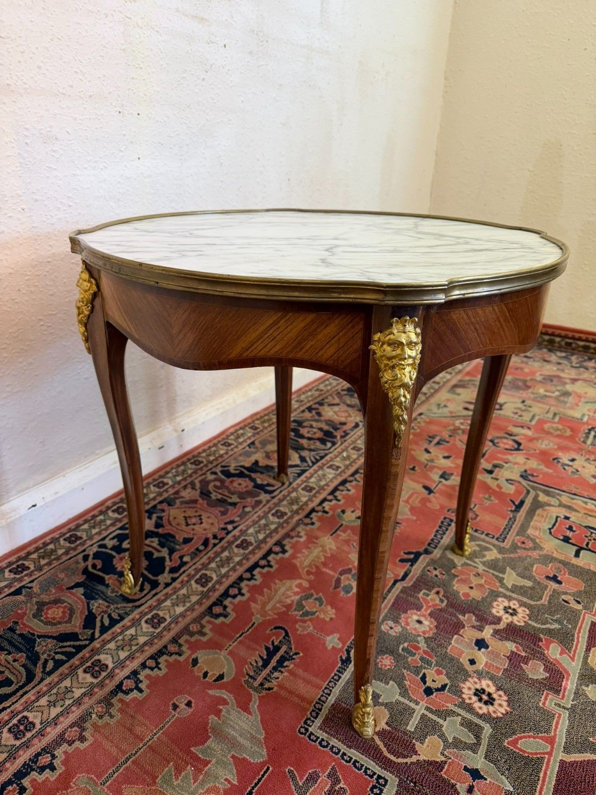 Quality French Kingwood Marble Top Accent Table Circa 1950 photo buy
