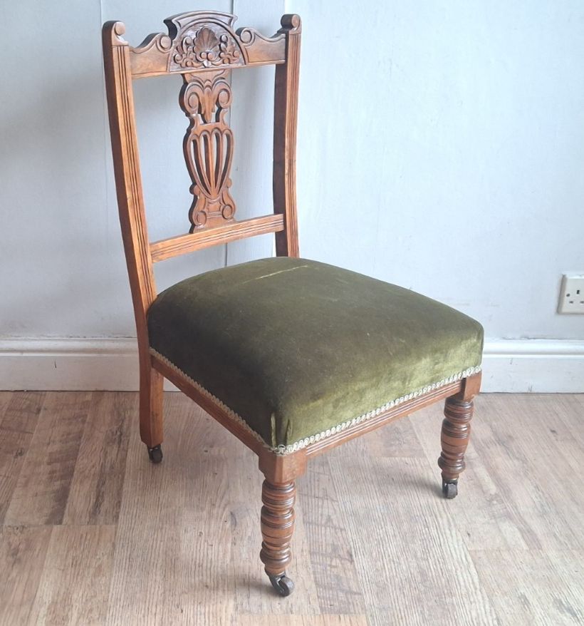 Quaint Victorian Circa 1890 Mahogany Upholstered Bedroom /Nursing /General Chair