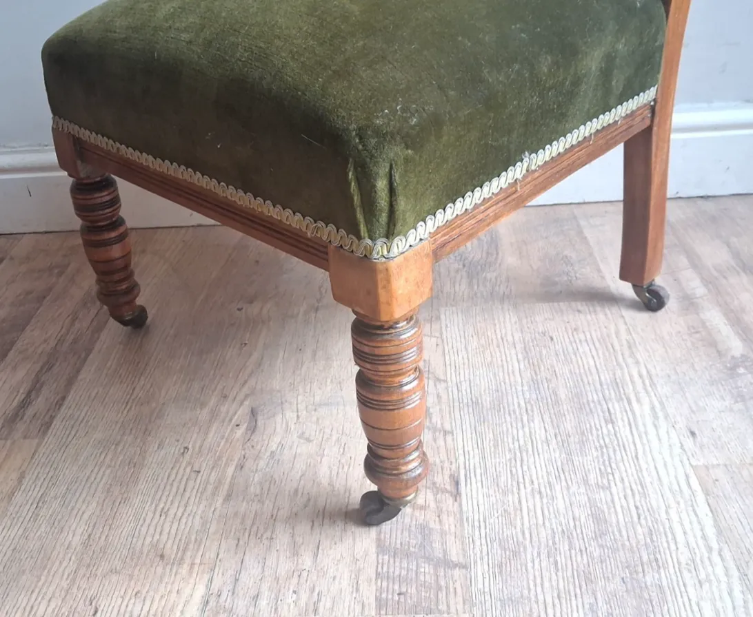 photo for sale Quaint Victorian Circa 1890 Mahogany Upholstered Bedroom /Nursing /General Chair