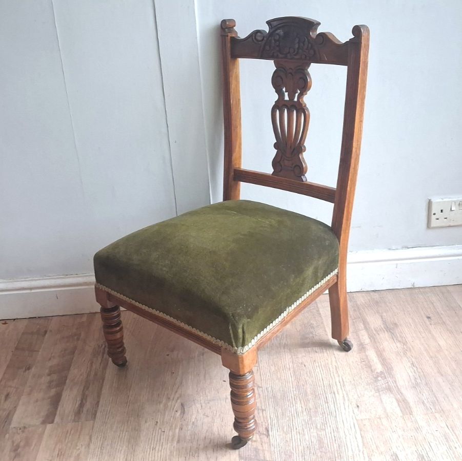 Furniture Quaint Victorian Circa 1890 Mahogany Upholstered Bedroom /Nursing /General Chair photo