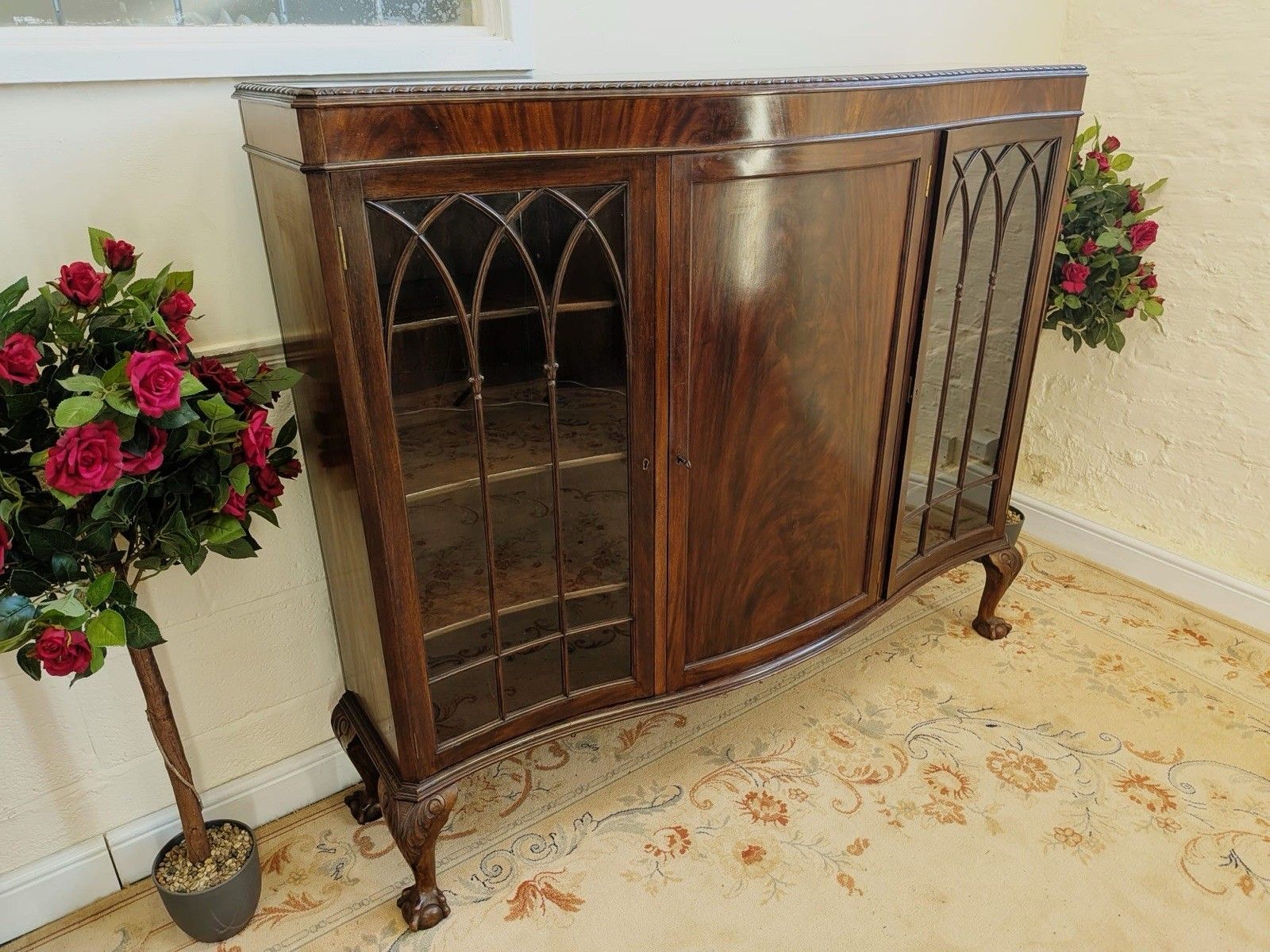 Victorian Mahogany Wylie & Lockhead Glasgow Display Cabinet On Ball & Claw Foot photo furniture