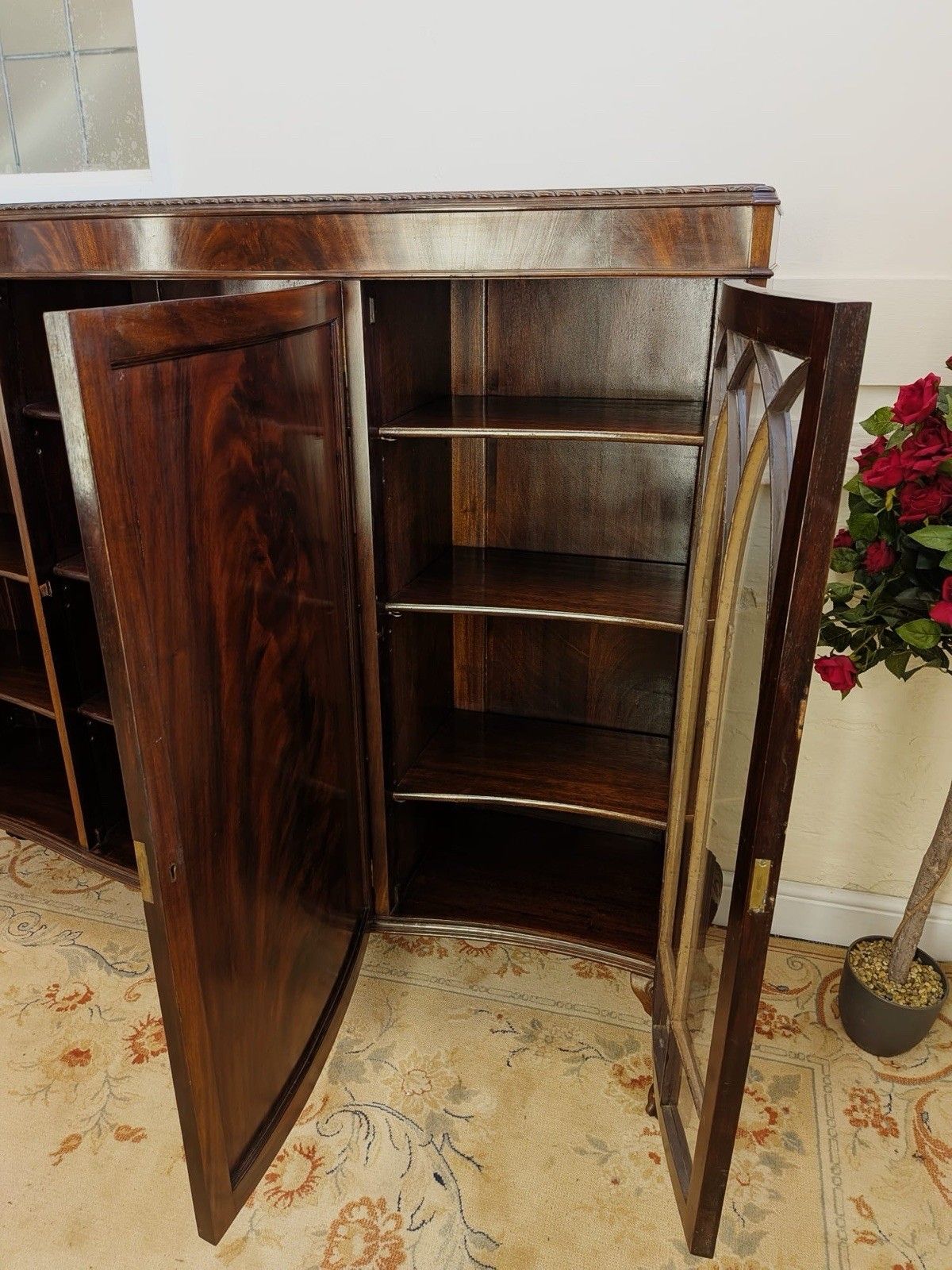 Furniture Victorian Mahogany Wylie & Lockhead Glasgow Display Cabinet On Ball & Claw Foot photo