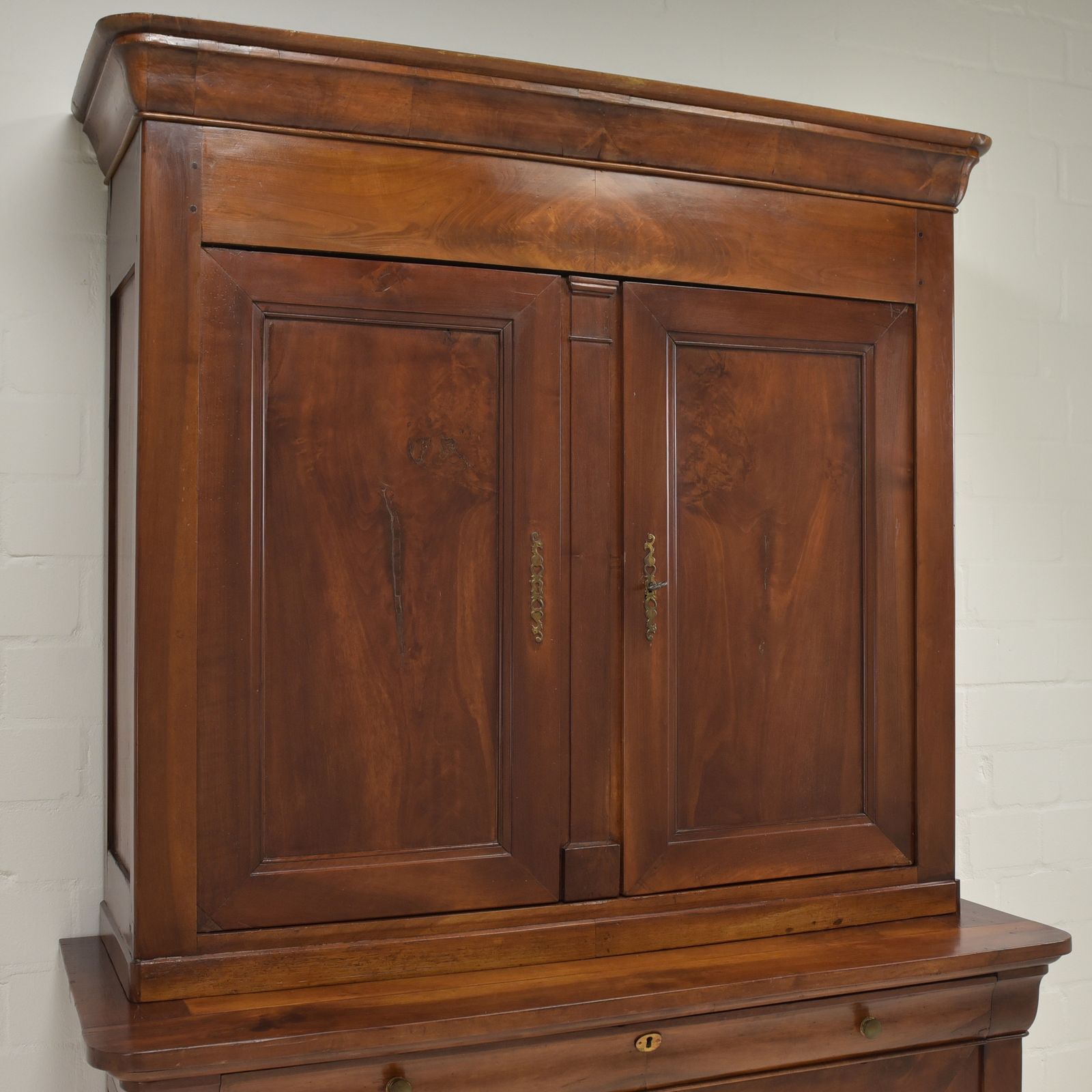 photo furniture Antique! Restored Biedermeier Buffet Cabinet, Circa 1850, Mahogany Top Cabinet