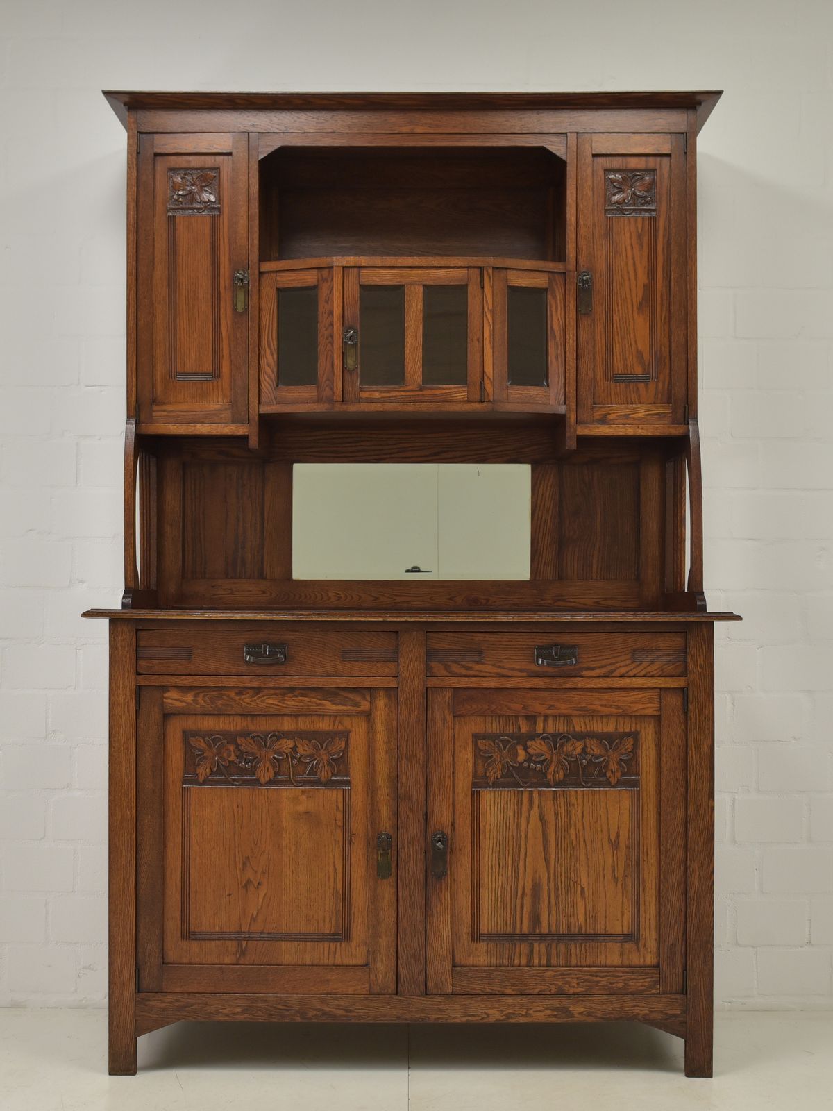 Antique! Restored Art Nouveau/Art Deco Buffet Cabinet, Circa 1920, Solid Oak photo furniture