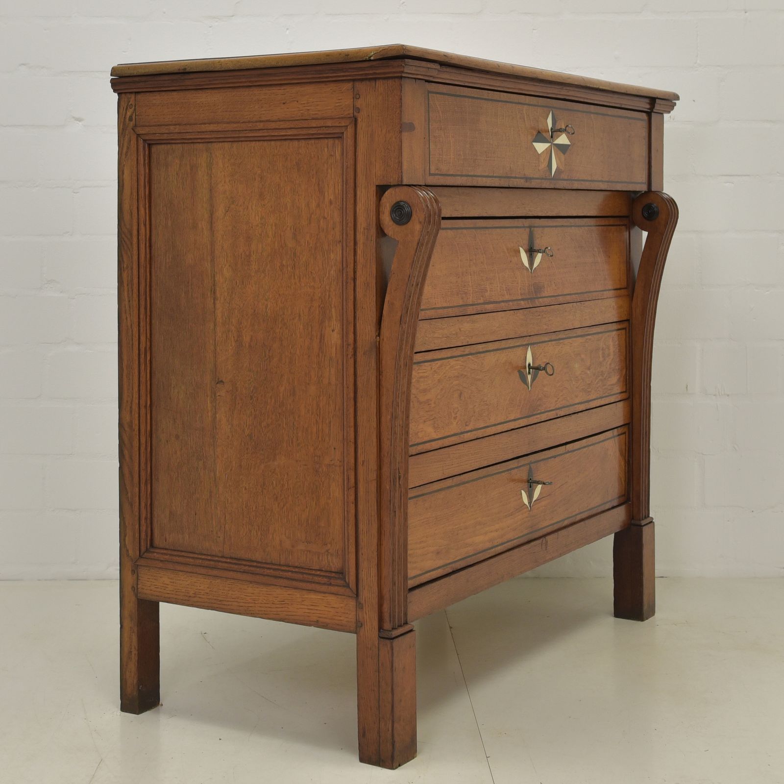 Furniture Antique! Restored Biedermeier Empire Chest Of Drawers, Charles X Style, Circa 1830 photo
