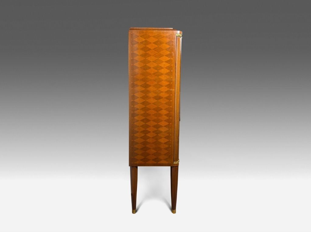 photo furniture Jules Leleu Art Deco Cabinet With Floral Marquetry In Ebony And Mother Of Pearl