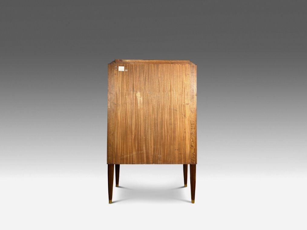Furniture Jules Leleu Art Deco Cabinet With Floral Marquetry In Ebony And Mother Of Pearl photo