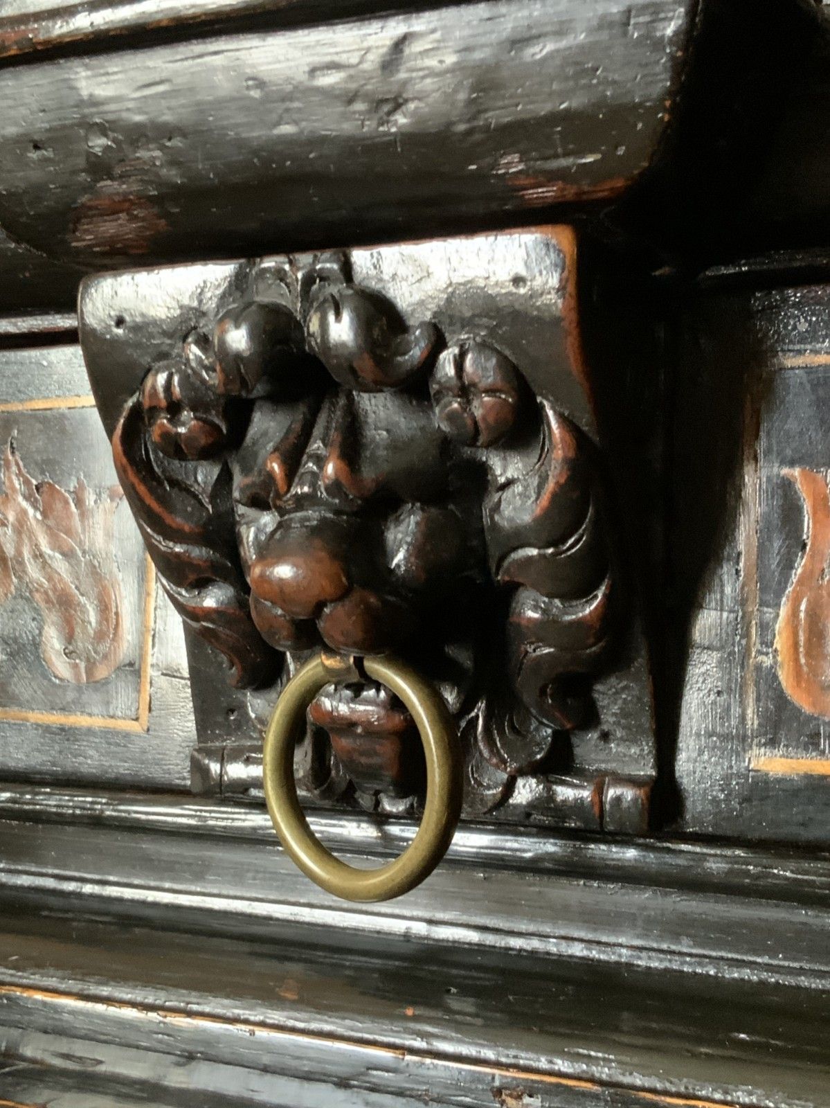 Furniture 17th Century Dutch Baroque Marquetry Cabinet On Stand Floral And Pewter Inlay photo