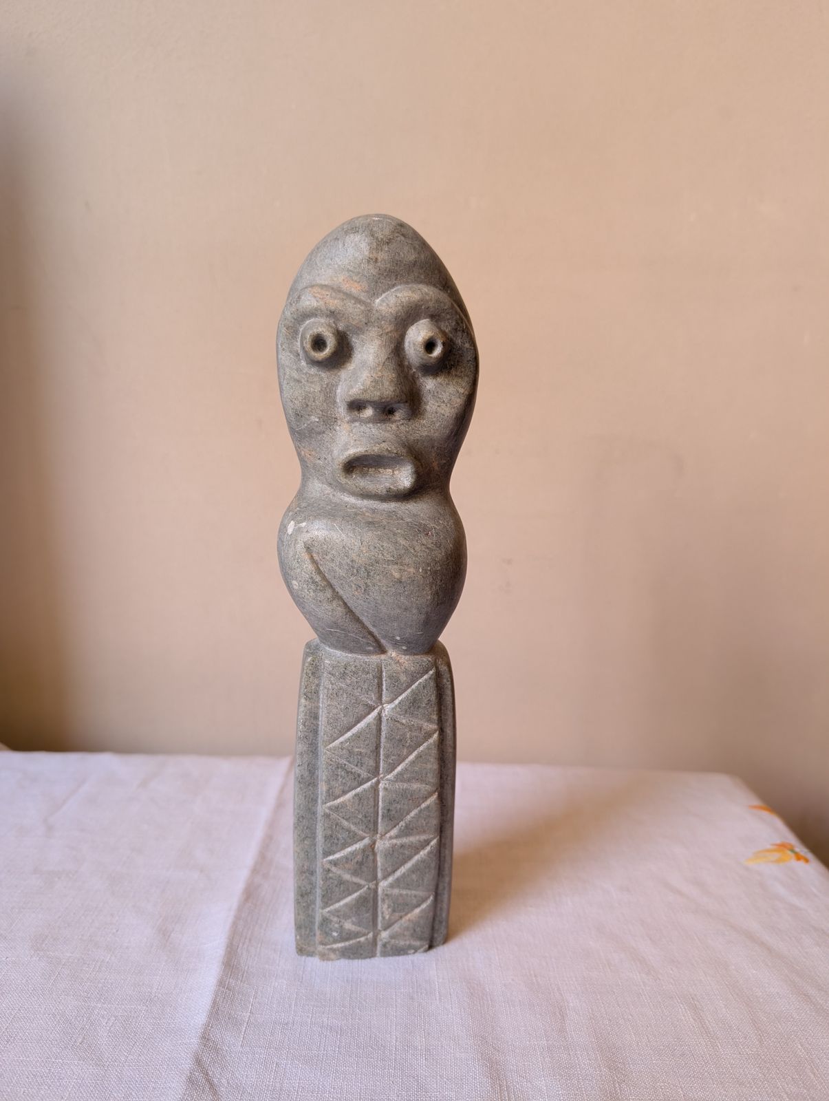 Signed African Stone Sculpture, "Alex", Pre 1980, Abstract Spirit Figure