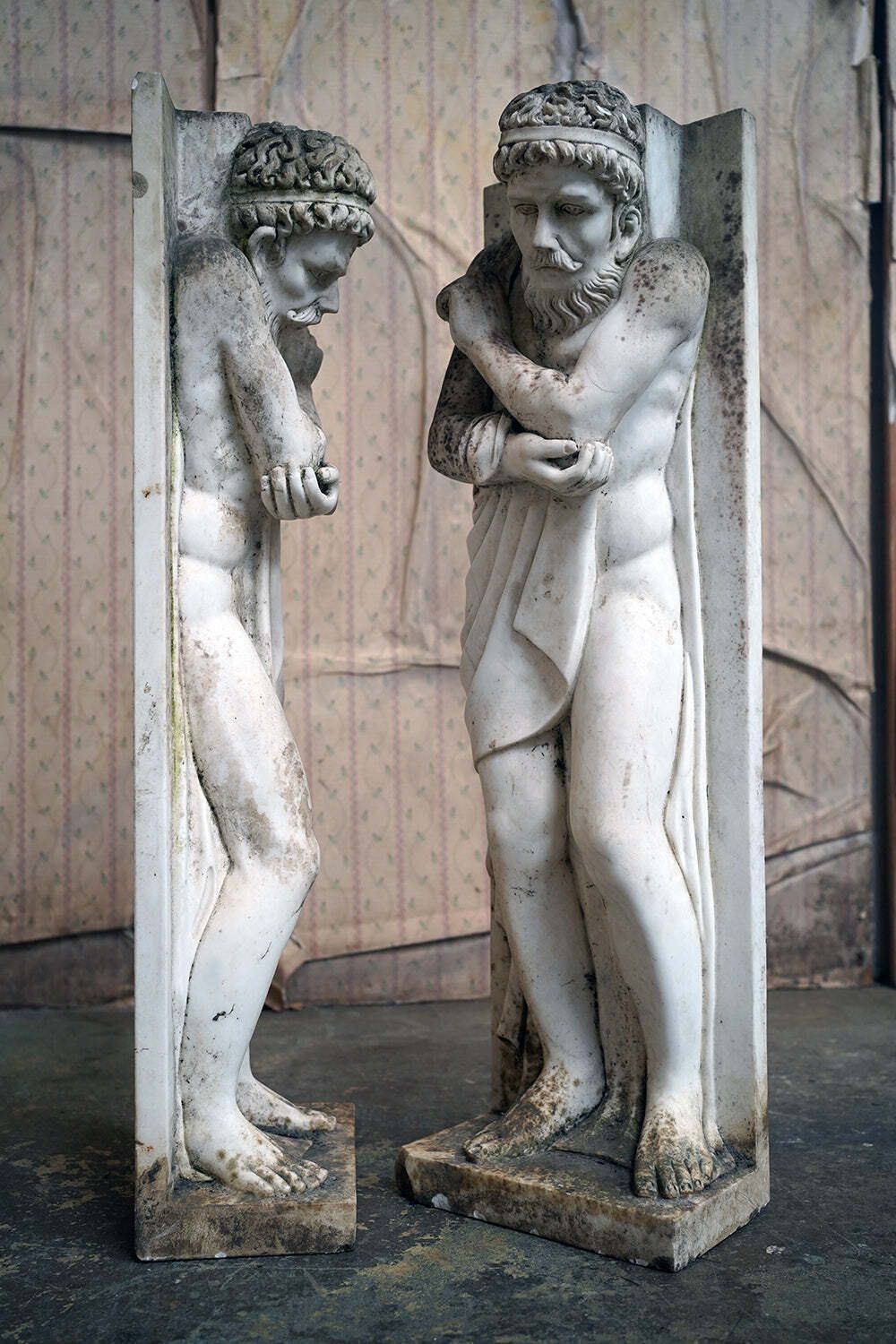 A Pair Of Early/Mid 20thc Italian Carved White Carrera Marble Atlantes Jambs C.1920 40 photo furniture
