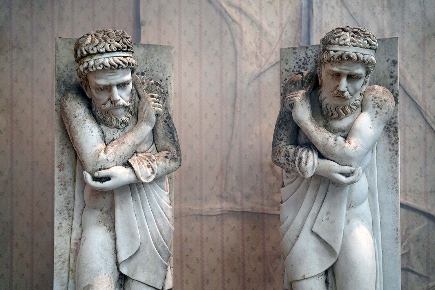 A Pair Of Early/Mid 20thc Italian Carved White Carrera Marble Atlantes Jambs C.1920 40 photo for sale