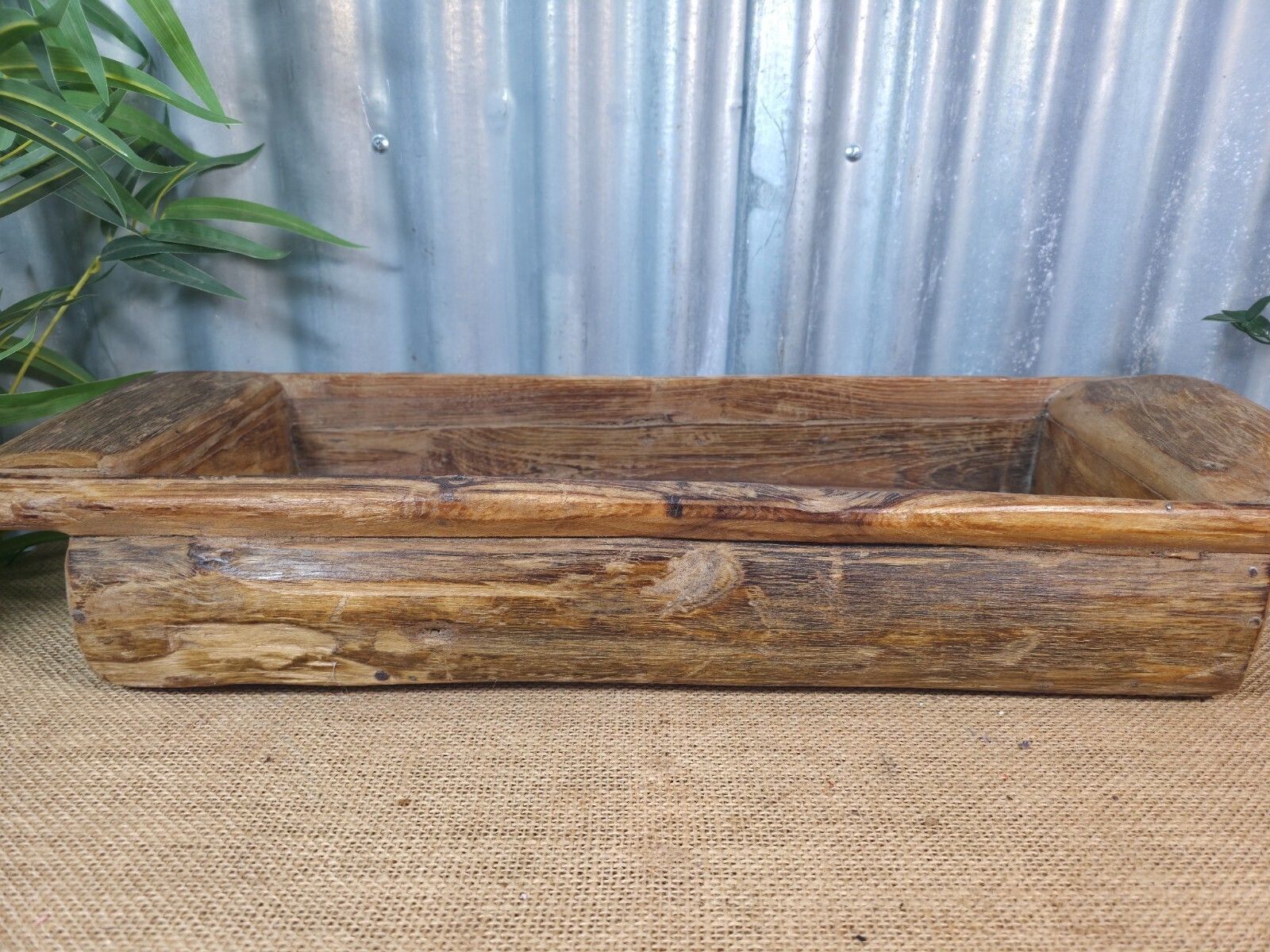 Vintage Rustic Wabi Sabi Hand Made Hardwood Wooden Trough photo buy