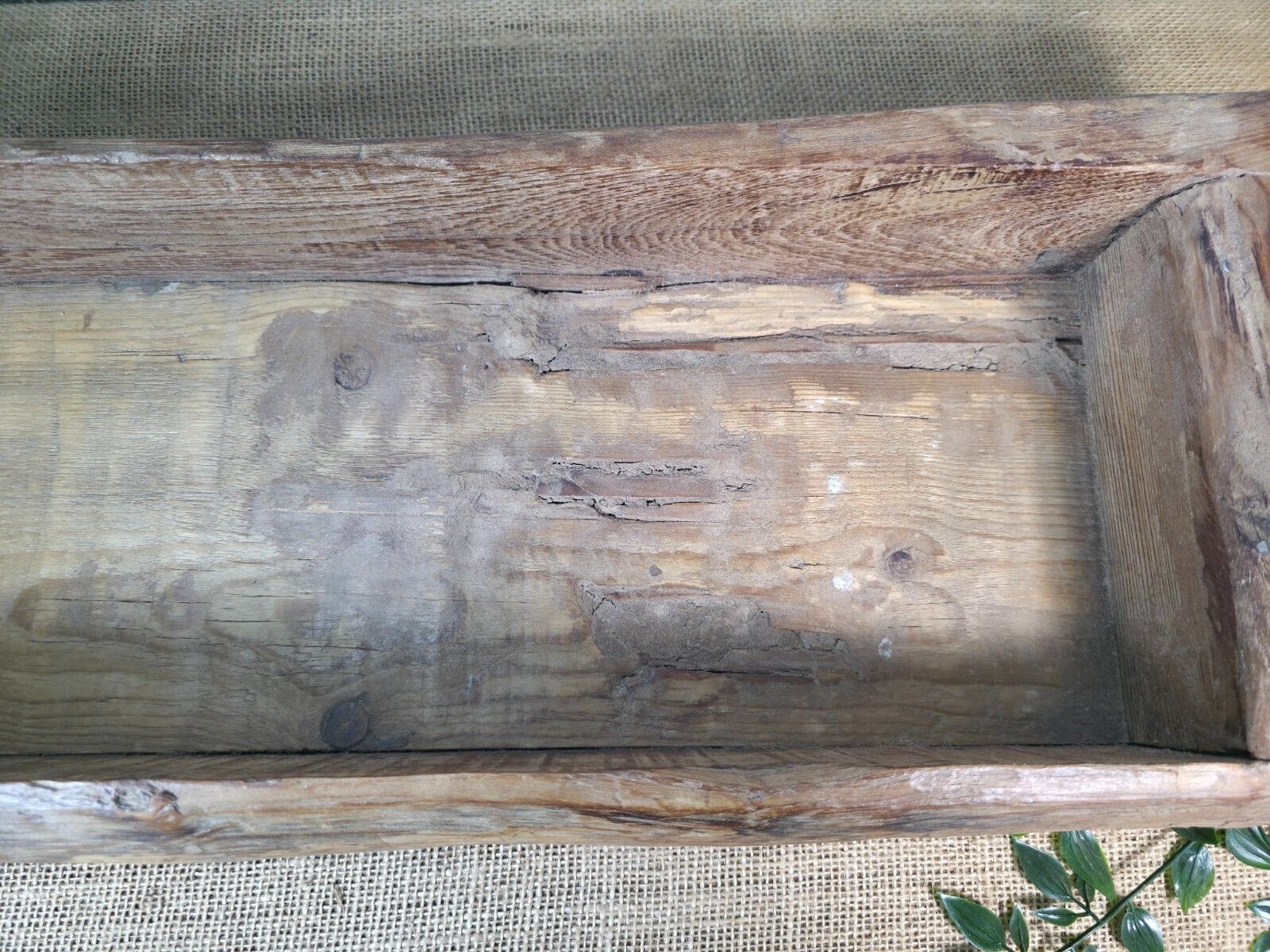Vintage Rustic Wabi Sabi Hand Made Hardwood Wooden Trough photo vintage
