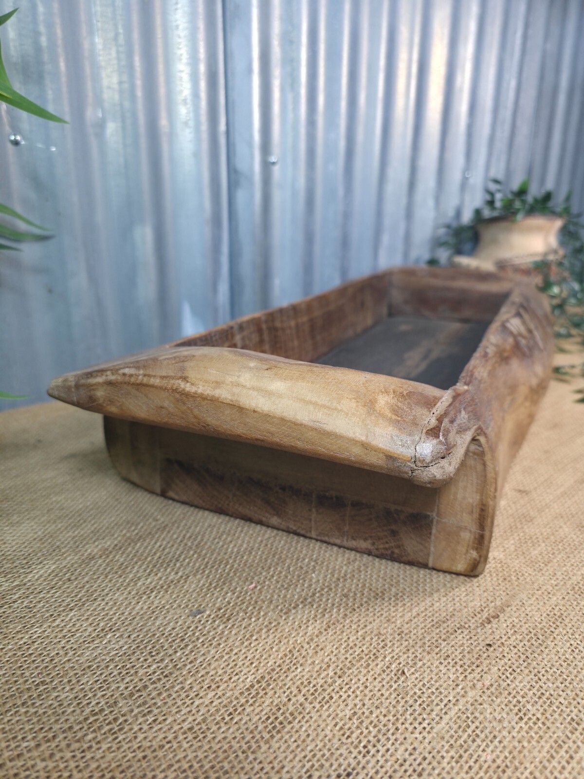 Vintage Rustic Wabi Sabi Hand Made Hardwood Wooden Trough photo Home Decor