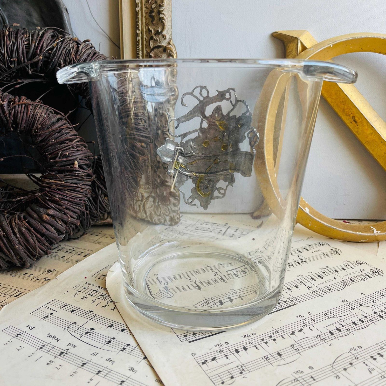 Vintage French Champagne Bucket, Home Bar Decor, Shabby Chic, Food Drinks Photography Prop photo Home Decor