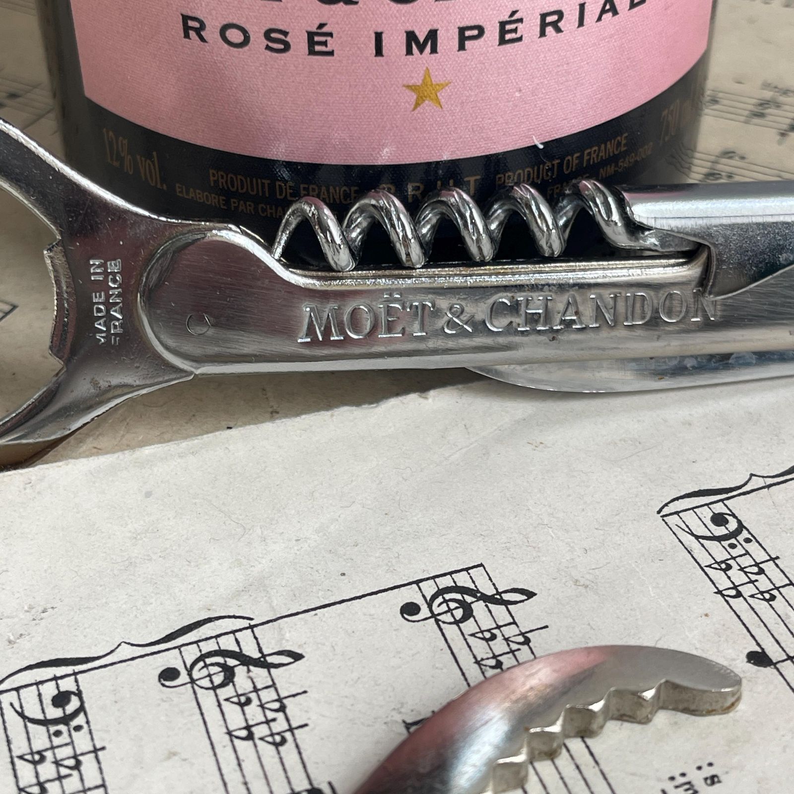 Vintage Moet & Chandon Barware. Corkscrew. Bottle Opener. Champagne Stopper. Pliers. Christmas Stocking Filler. photo vintage
