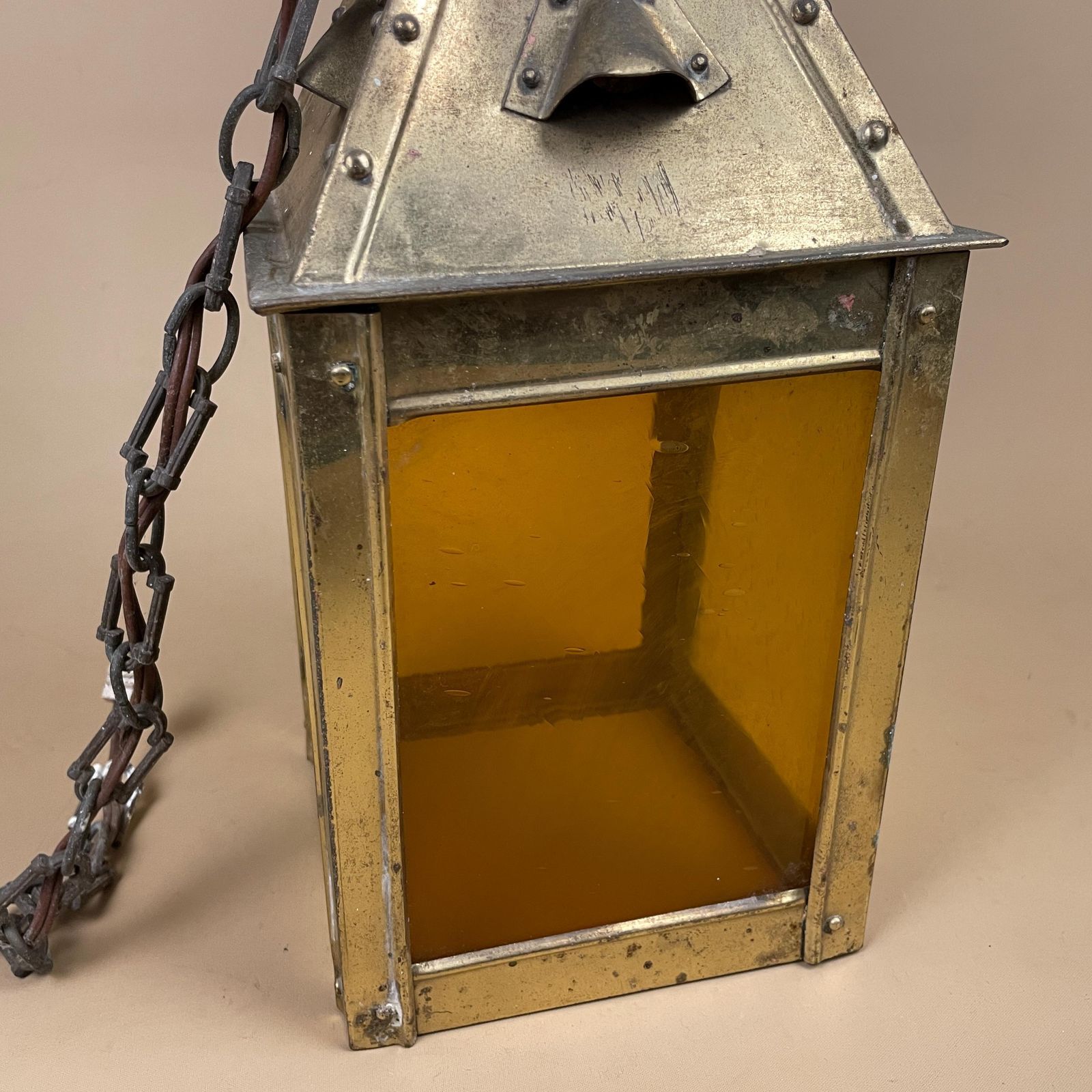 Vintage Brass Lantern Pendant Light With Amber Glass Moroccan Rustic Style Ceiling Light photo buy
