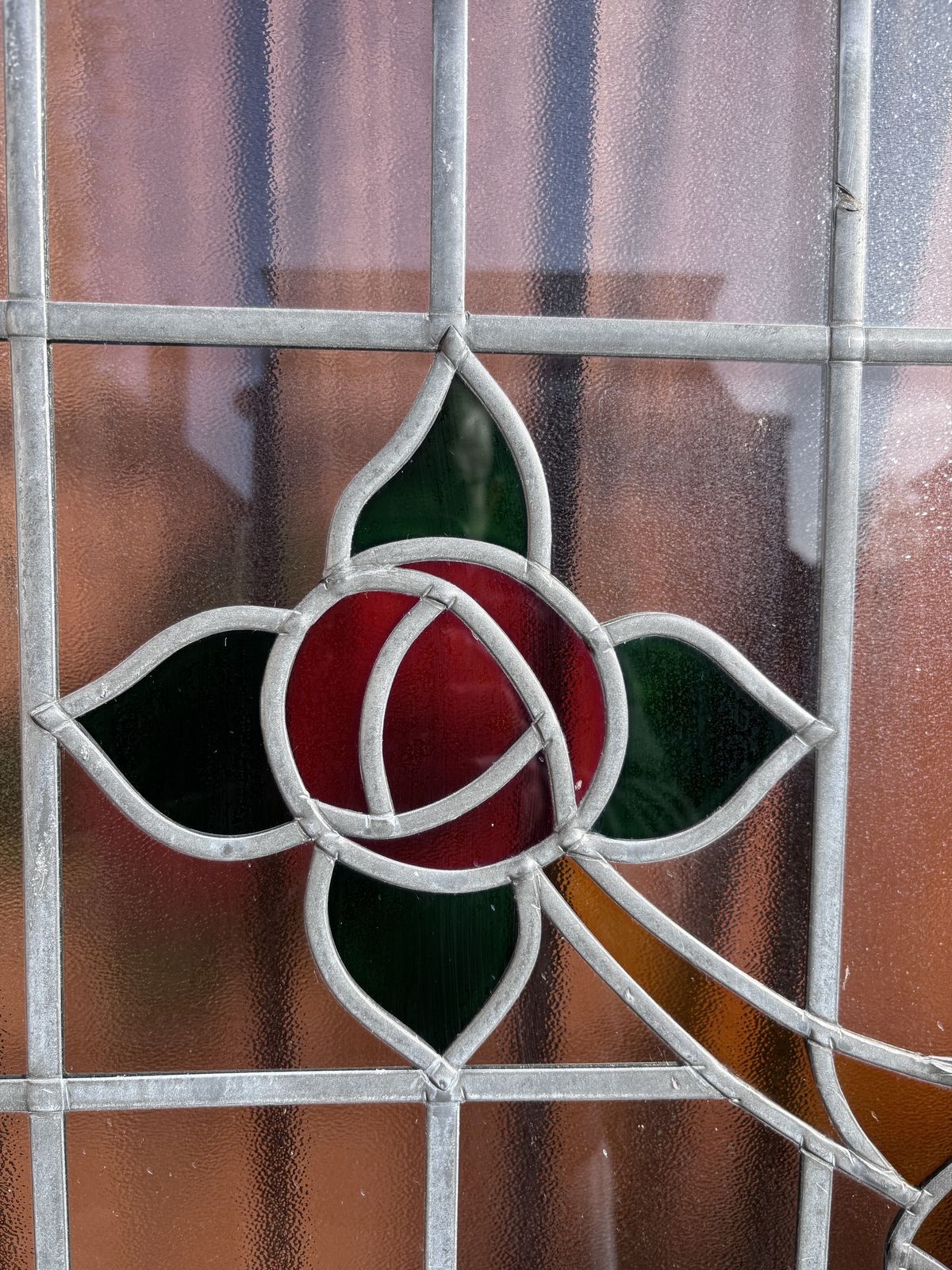 Pair Of Original 1930s Art Deco Stained Glass Window Panel – Floral Leaded Design photo furniture
