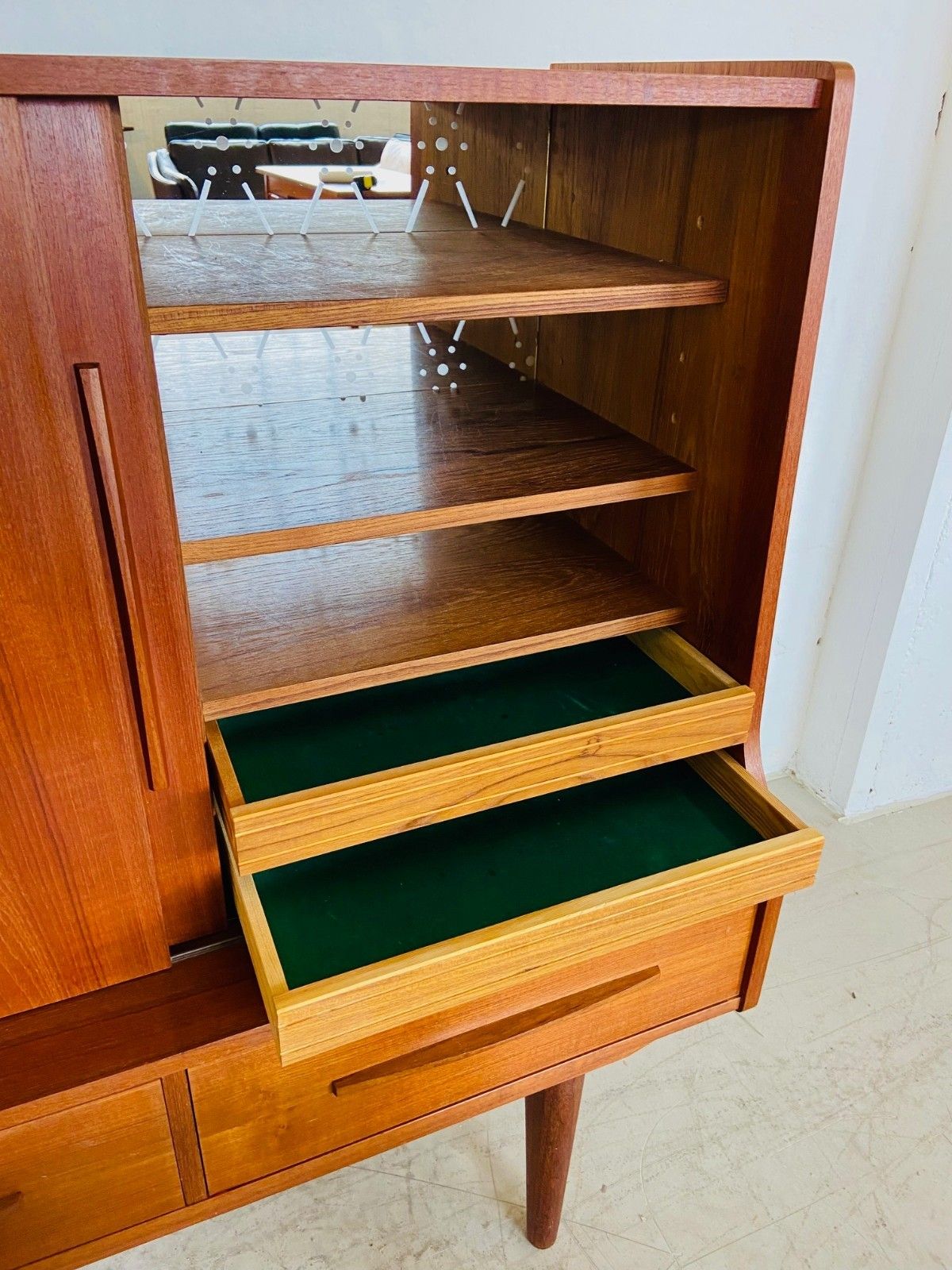 Vintage Danish Mid Century Teak Bar Cabinet By Royal Board 1960,S photo vintage