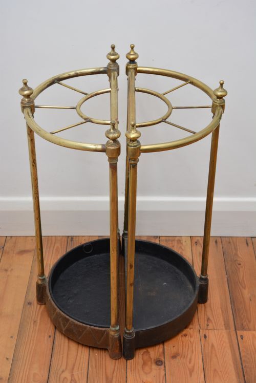 photo furniture Pair Of English Antique Umbrella Stands In Brass, Victorian C1870s
