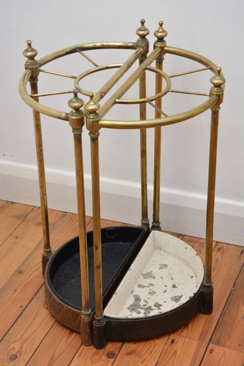 photo for sale Pair Of English Antique Umbrella Stands In Brass, Victorian C1870s