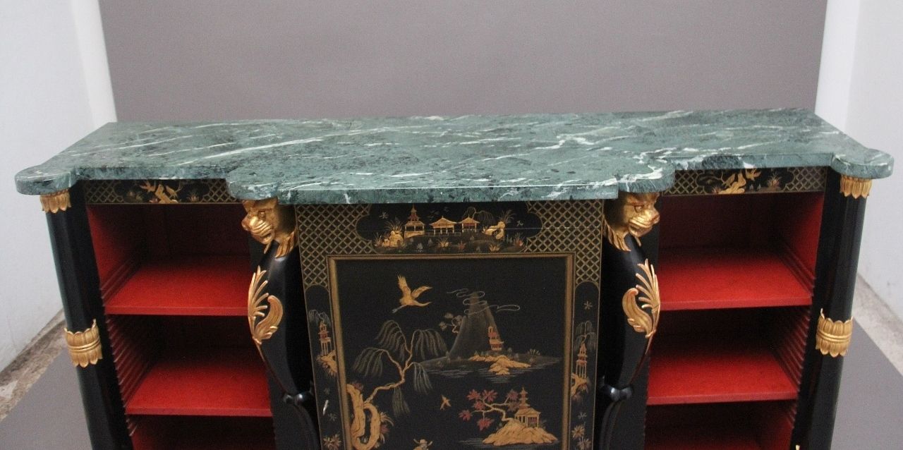 Early 20th Century Chinoiserie Marble Top Cabinet photo for sale